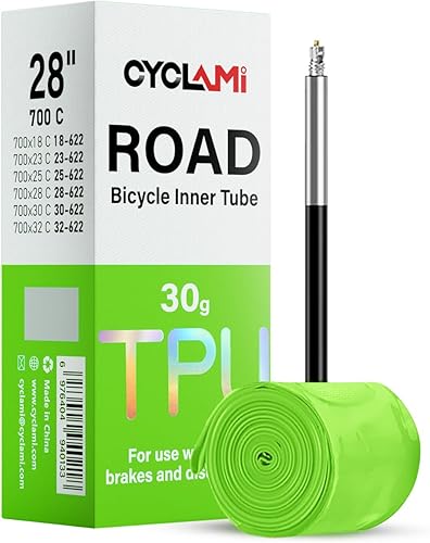 14-Pack CYCLAMI TPU Inner Tubes 700 x 18-32c 700c Inner Tubes Ultralight 30g Bike Tube with 45mm65mm85mm Presta Valve for Road Bike Tubes(Include