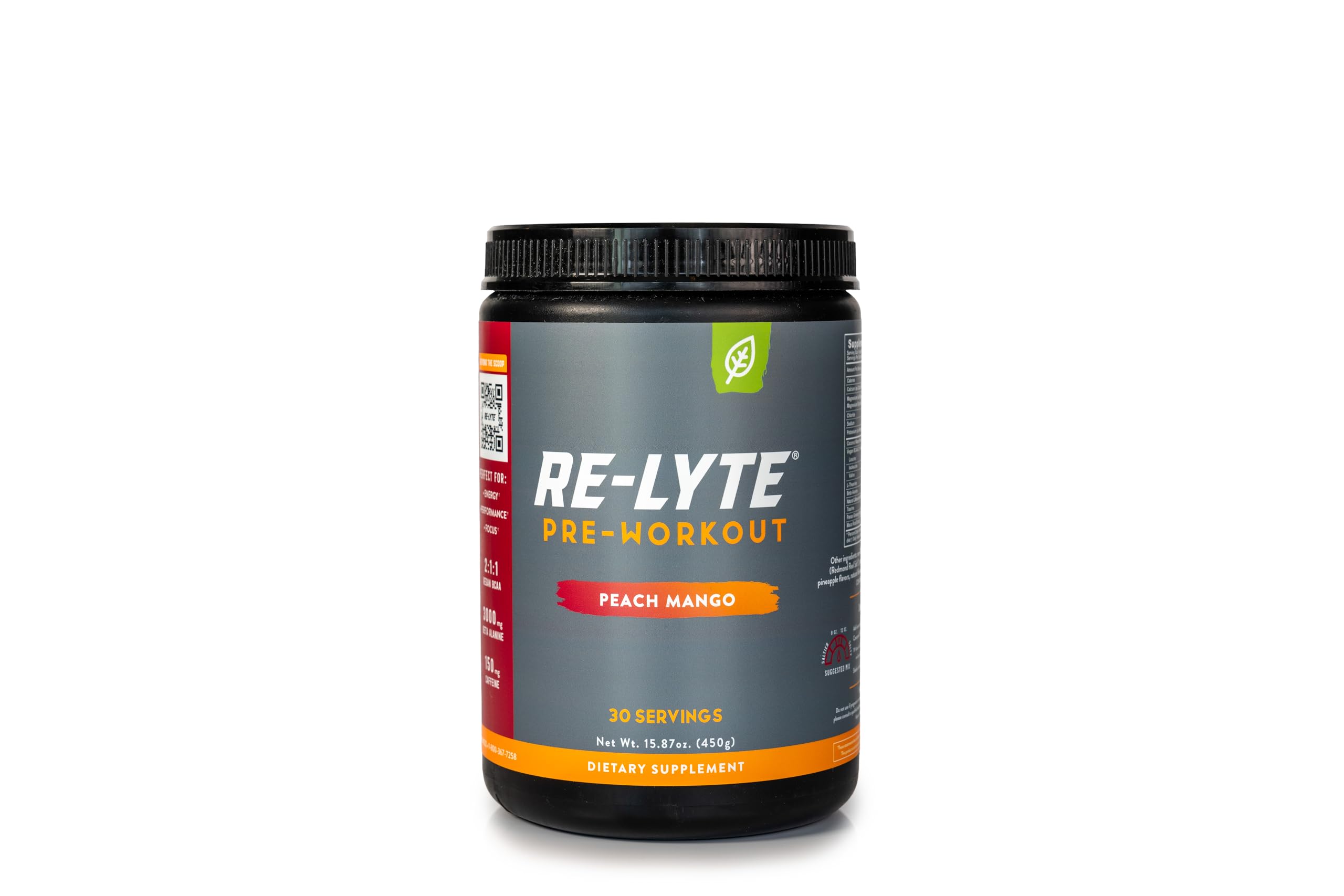 Re-Lyte Pre-Workout Drink Mix, Peach Mango, 15.87oz