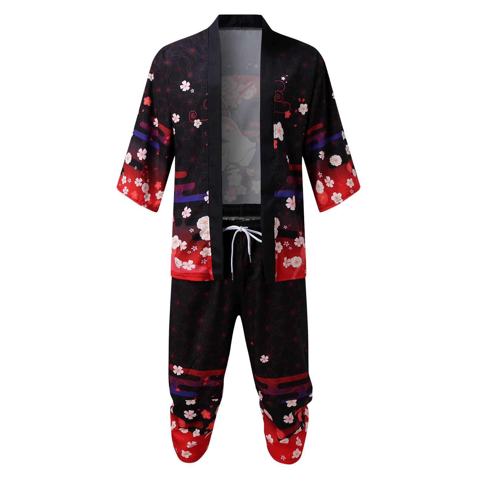 Conjunto de kimono japonés para hombre, traje de salón, camiseta y pantalón tradicionales, kimono, cárdigan, ropa deportiva abierta, traje de pantalón de dos piezas, tallas S-4XL