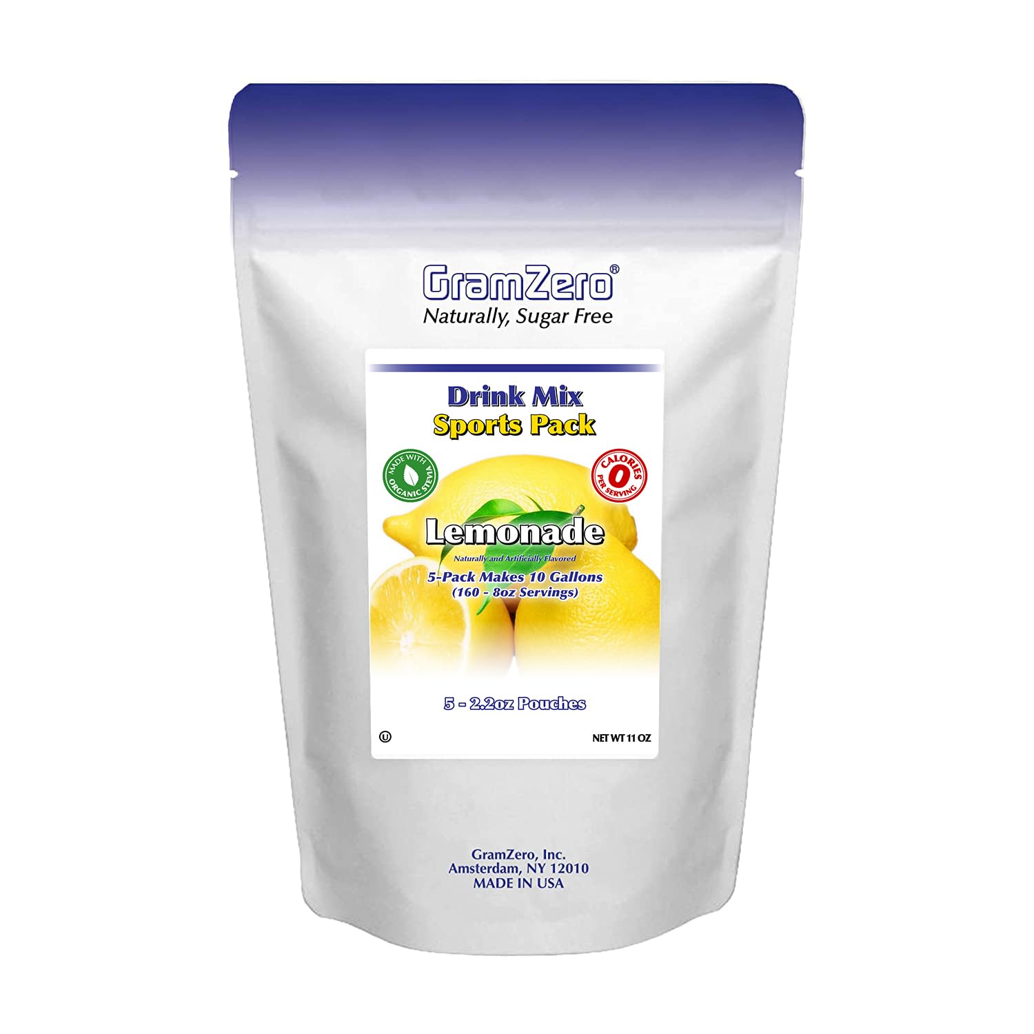 GramZero Lemonade Sugar Free Drink Mix Sports Pack, Great For Nutrition Club Loaded Teas, Zero Calorie, Stevia Sweetened