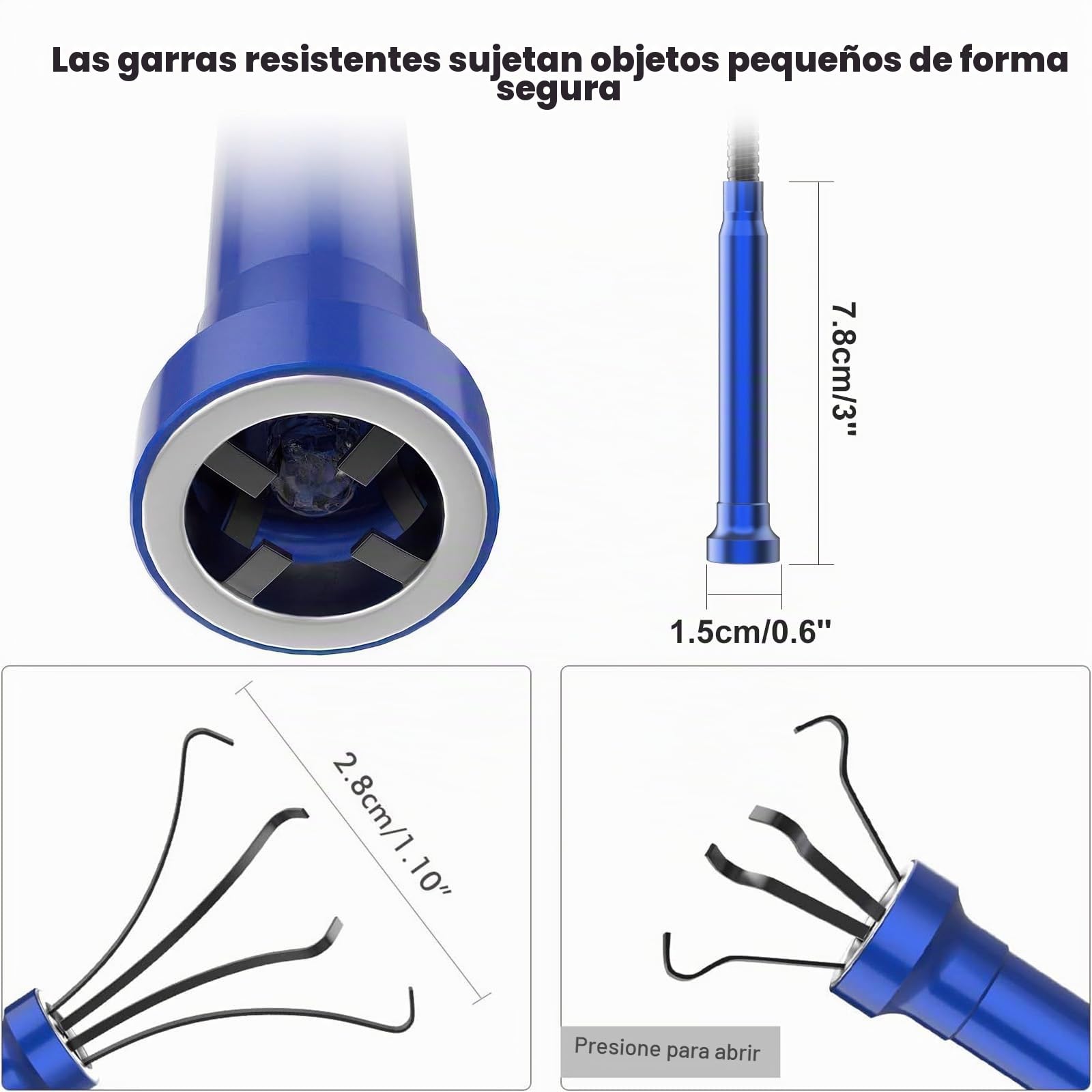 Housolution Recogedor Magnético de Cuatro Garras, Barredora de Recogida de la Manguera Flexible con LED Luz, Herramienta de Ayuda Flexible y Larga para Recolección de Basura - Azul