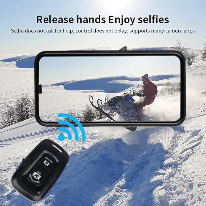 Image of Smartphone Bluetooth AB Shutter Button Portable Travel Wireless Lightweight Remote for Mobile Camera Selfie Picture Clicker Photos & Videos Compatible with iPhone /Android /iPad /Tablets
