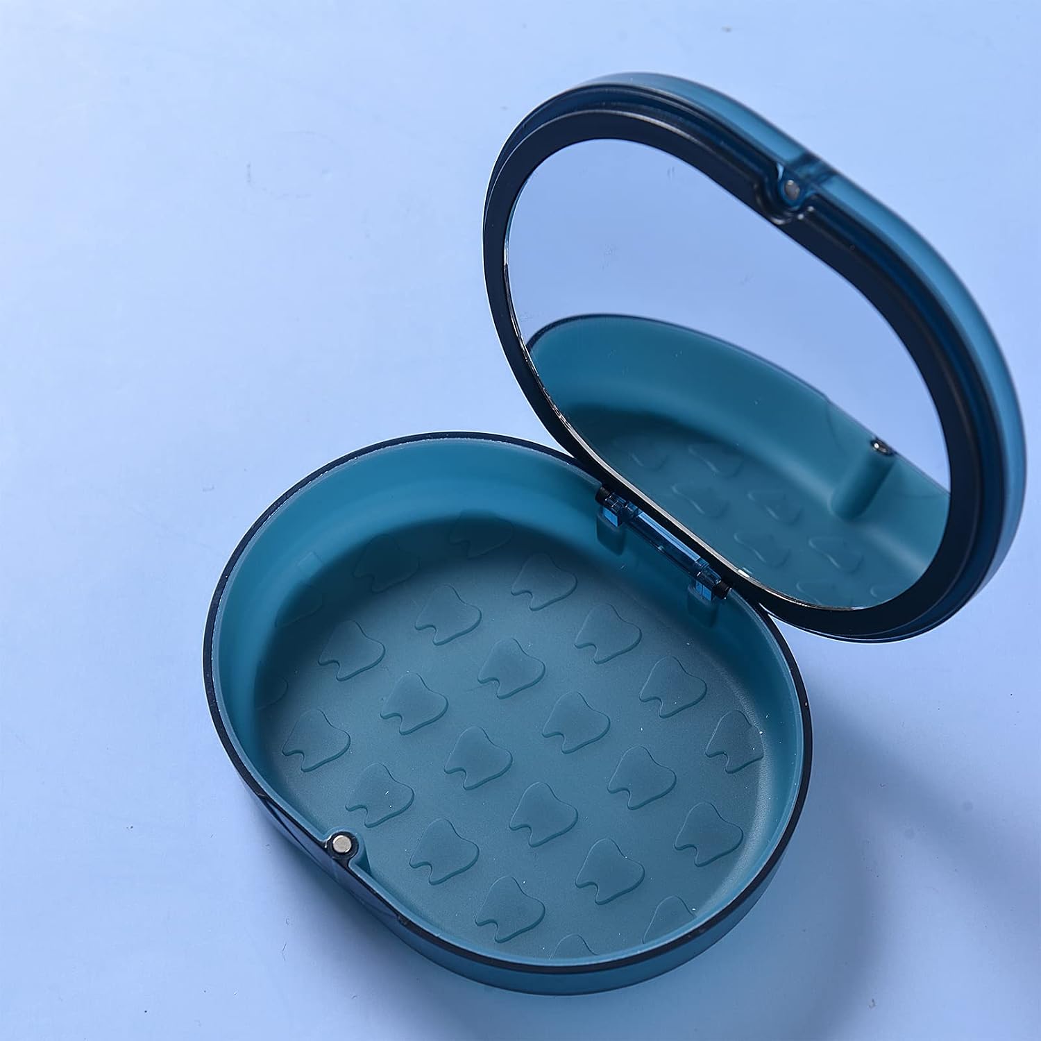 New Double-layer Retainer Storage Case with Belt Chewing,Removal Tool,Cleaning Brush,Built in Mirror Orthodontic Retainer Case,Mouth Guard Case,Denture Case