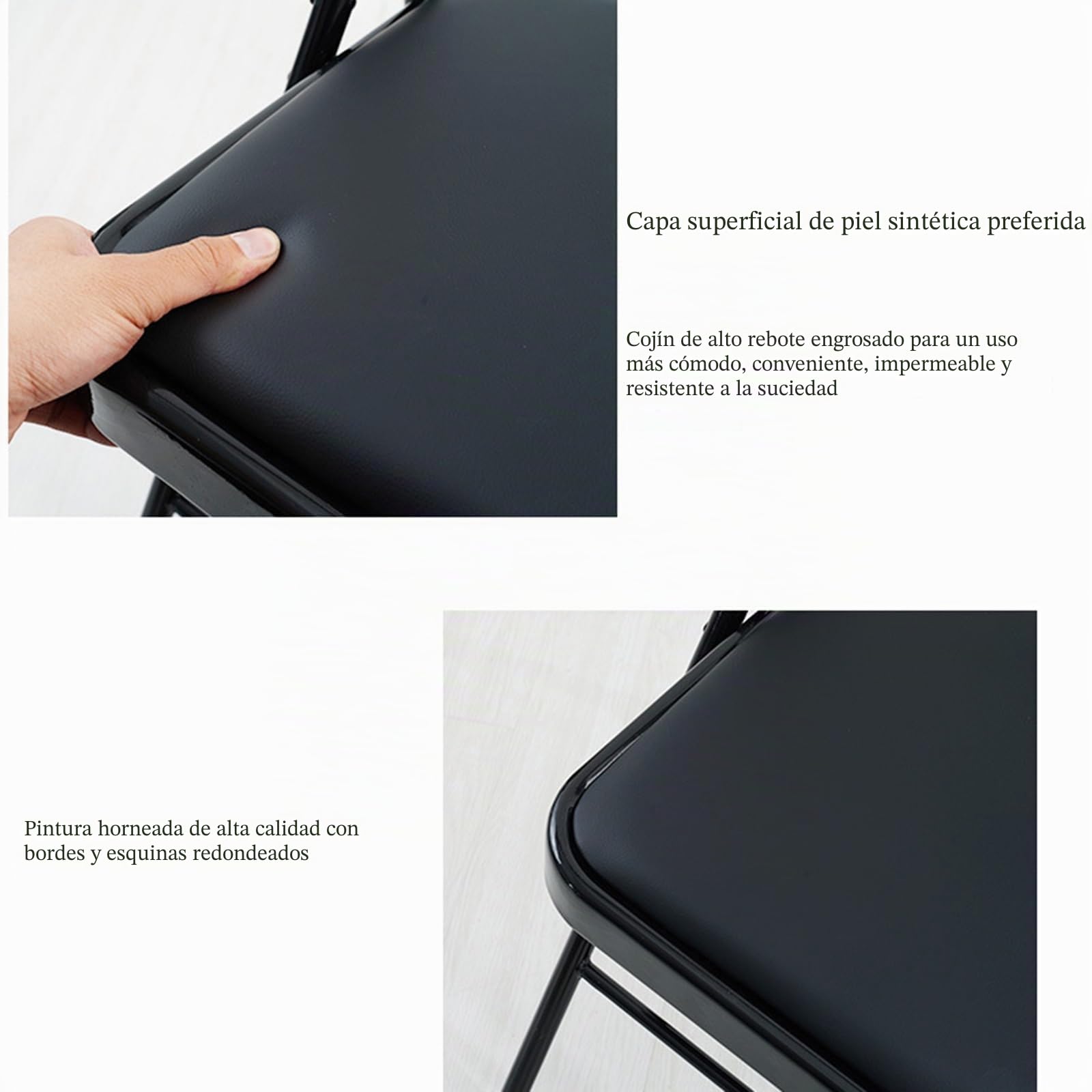 Silla plegable de Yoga y Pilates, auxiliar Iyengar, reforzada, especial para yoga, asiento sólido antideslizante, negro, negro