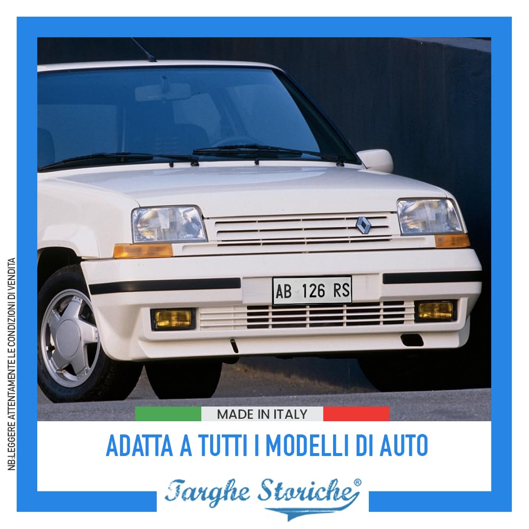 Targhe Storiche -Portatarga Anteriore Auto Epoca dal 1985 al 1997, Progettato per Auto Classiche d’Epoca, Made in Italy [Metallo Nero]