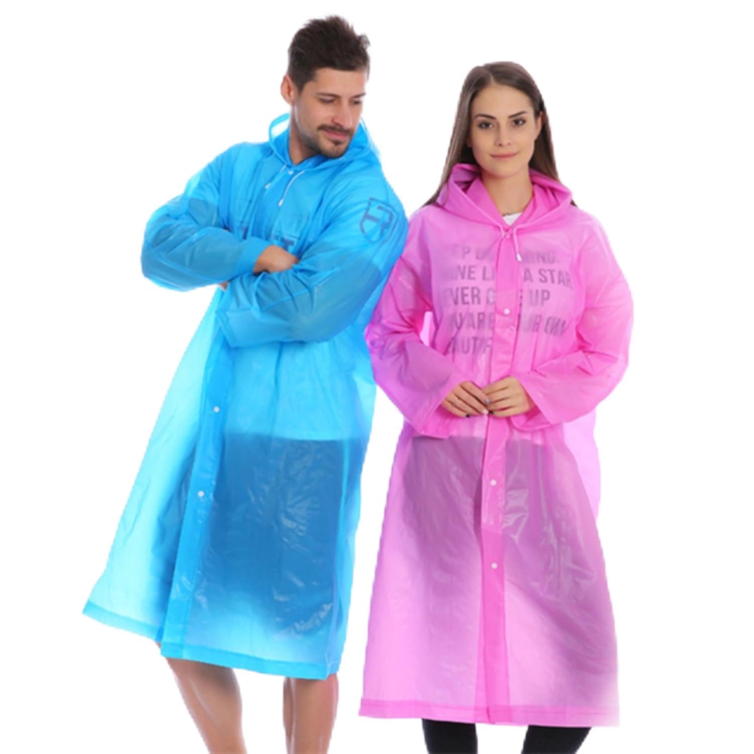 Unisex EVA Reusable Raincoat For Boys n Girls | Waterproof Raincoat for Men & Women | Rainwear | Button Closure | Knee Length | Universal Fit | Random Colour-image-1
