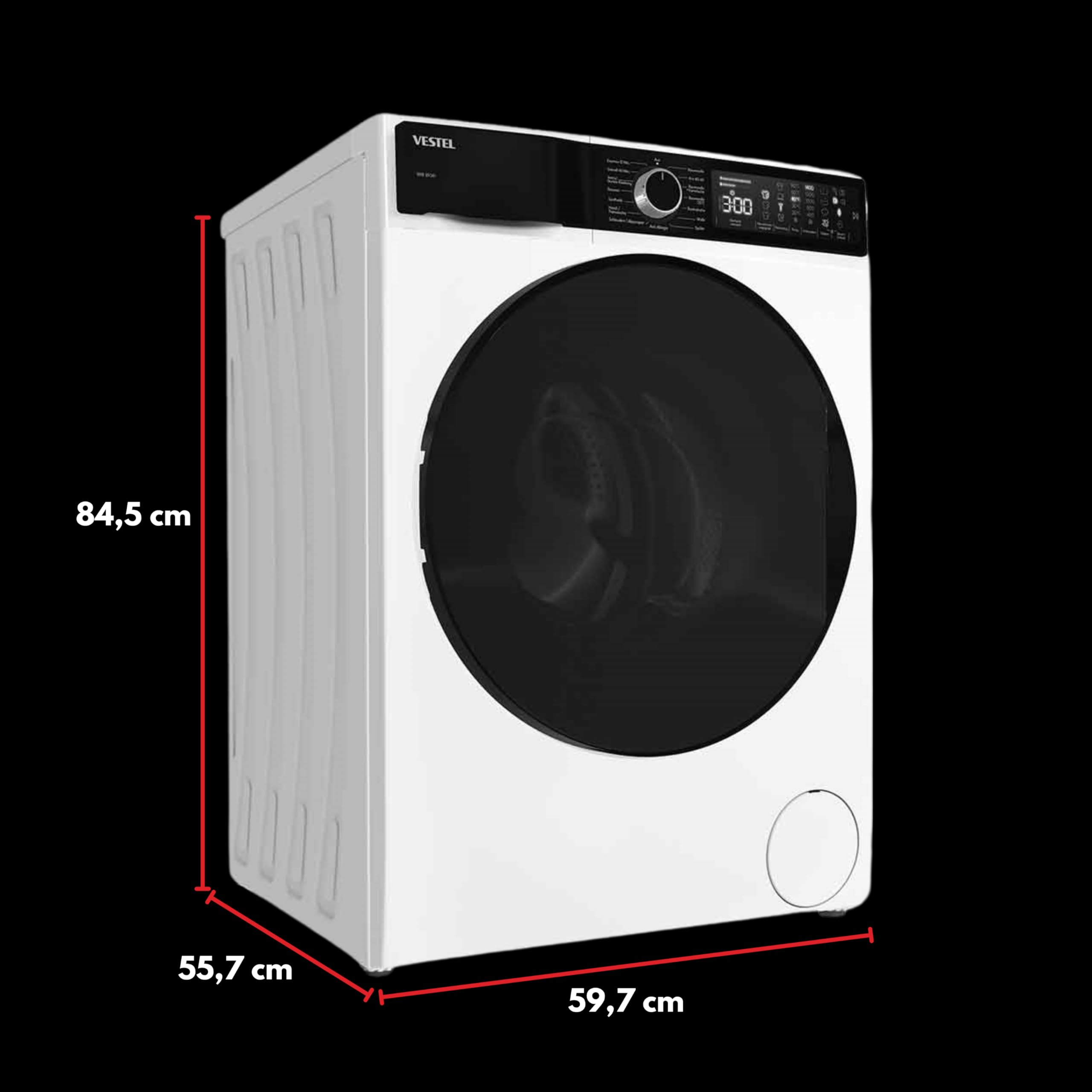 VESTEL WMI 89341 Waschmaschine 8 kg Frontlader – 1400 U/min, Inverter-Motor, Dampffunktion, AquaStop, leise, energieeffizient, unterbaufähig, Weiß