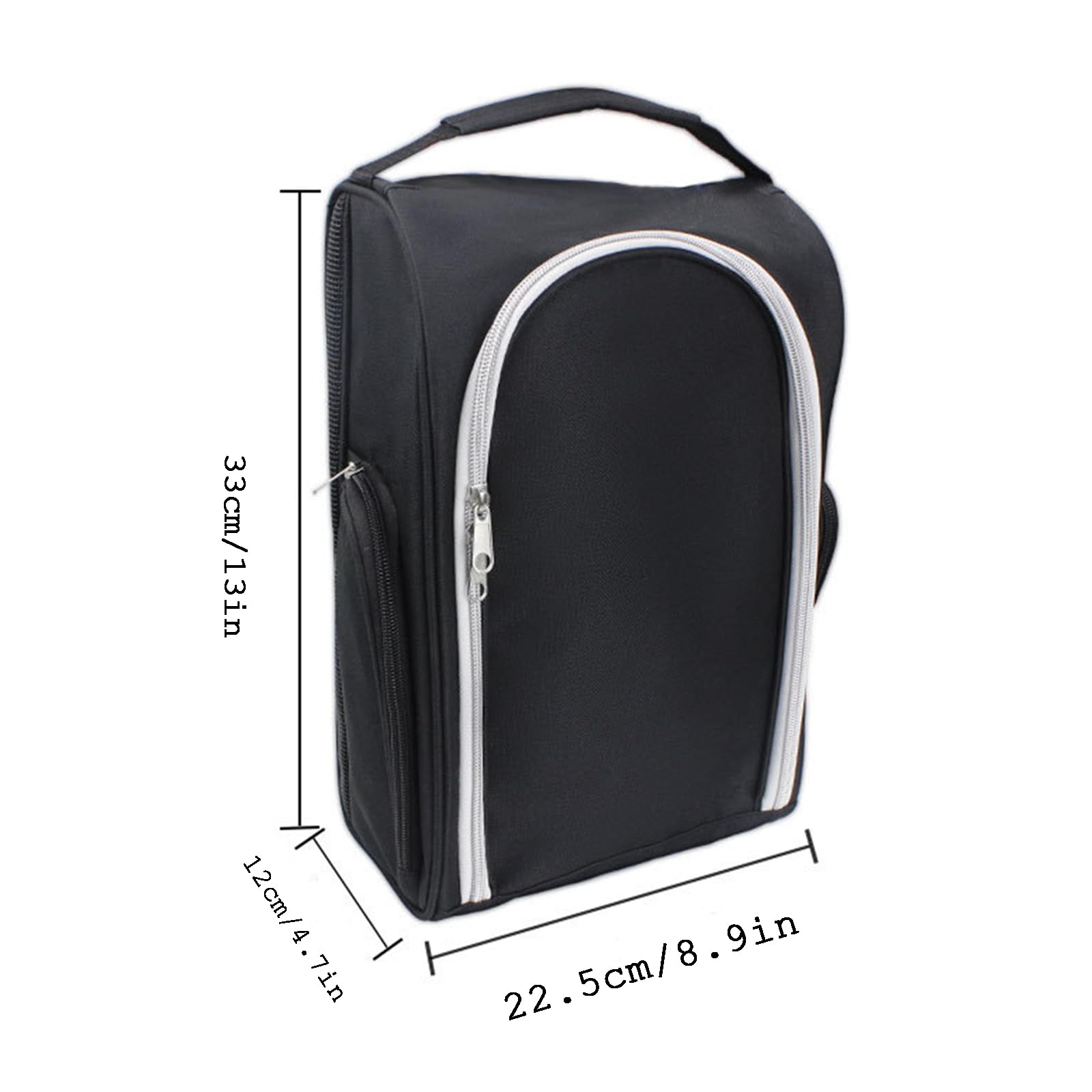 Golfschuhtasche für Männer und Frauen, Sportschuhtasche aus Nylon mit Reißverschluss und 2 Großen Außentaschen für Zubehör für Bälle, Tees und Socken