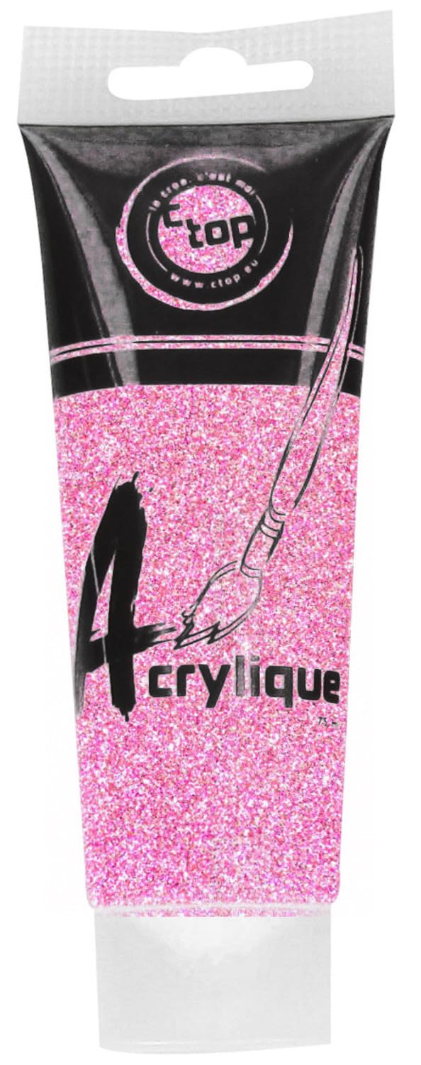 MegaCrea DIY Acrylic Glitter Paint, 75 ml, Pink