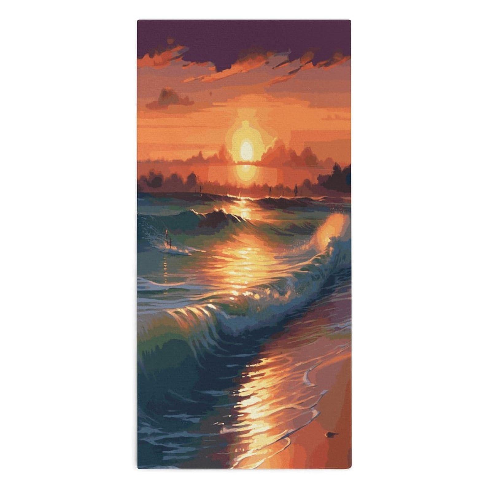 VstaDank Sunset Seaside Towel Quick Dry Absorbent Towels for Beach Thin Soft Lightweight Travel Bath Towel Sand Free Super Microfiber Face Towels for Sport Bath Adults