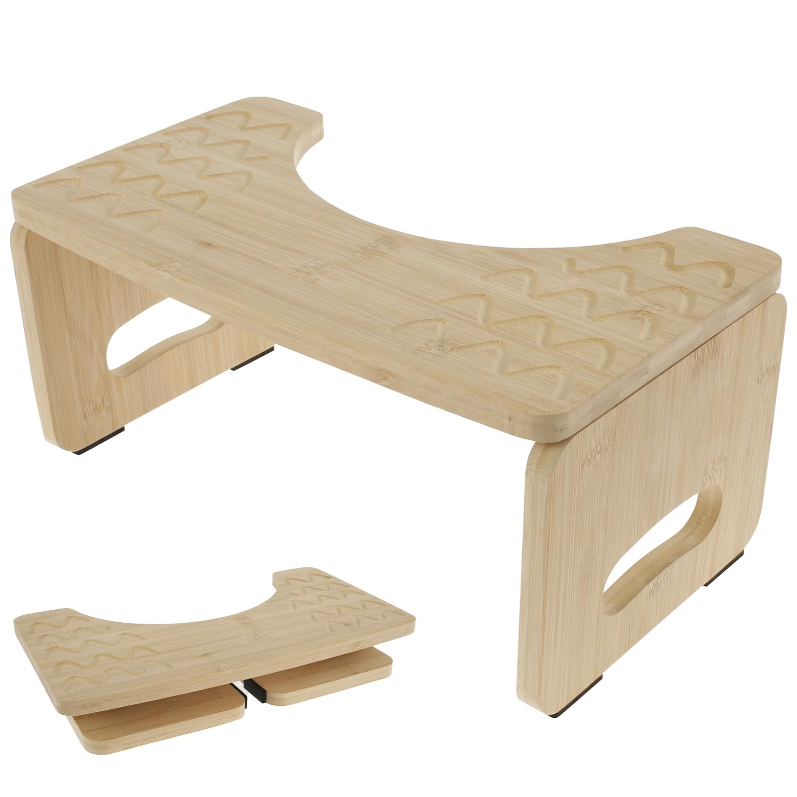 Toilet Footstool, Bamboo Foldable Poop Stool Nonslip Potty Stool Squatting Toilet Leg Raiser Healthy Pooping Stool 300lbs Capacity Poop Foot Stool for Bathroom Adults Kids
