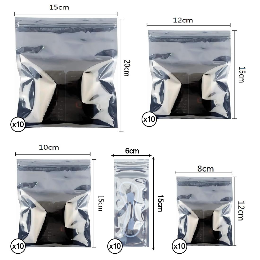 50 sztuk Resealable Antistatic ESD Shielding Bags for PC Accessories and Sensitive Electronic Components