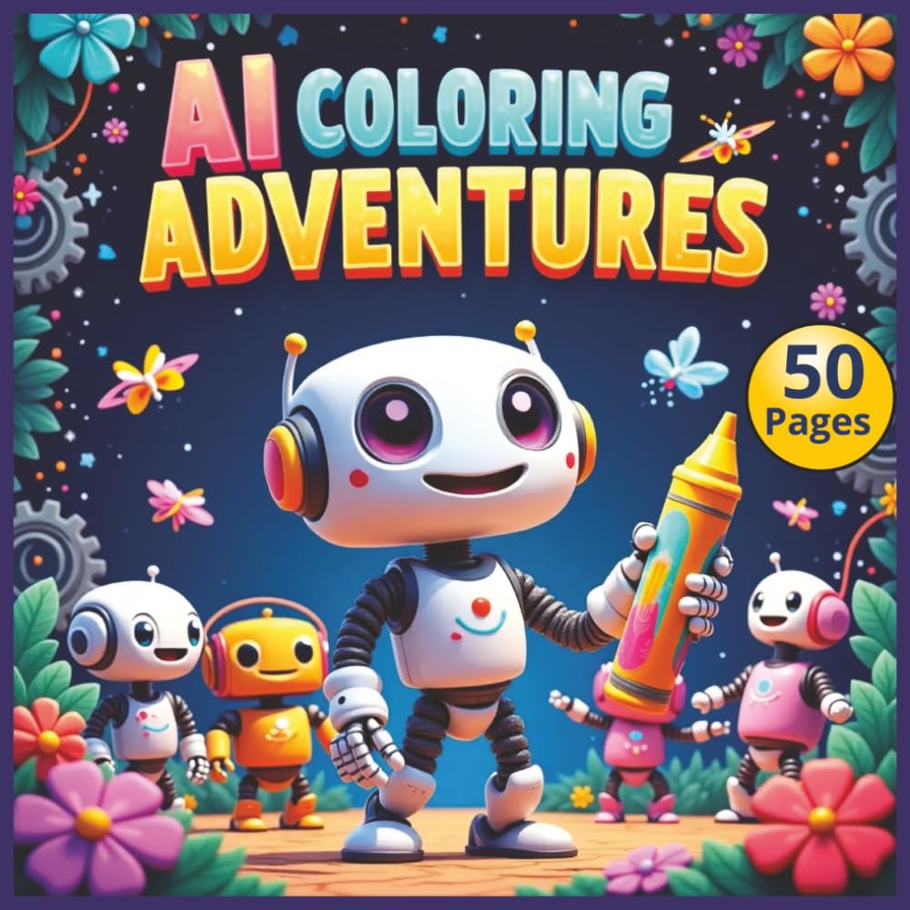 AI Coloring Adventures: 50 Fun Robot and Technology Pages for Kids and Adults: Creative Futuristic Designs with Friendly Robots, Smart Technology, and ... Scenes - Hours of Relaxing Fun for All Ages