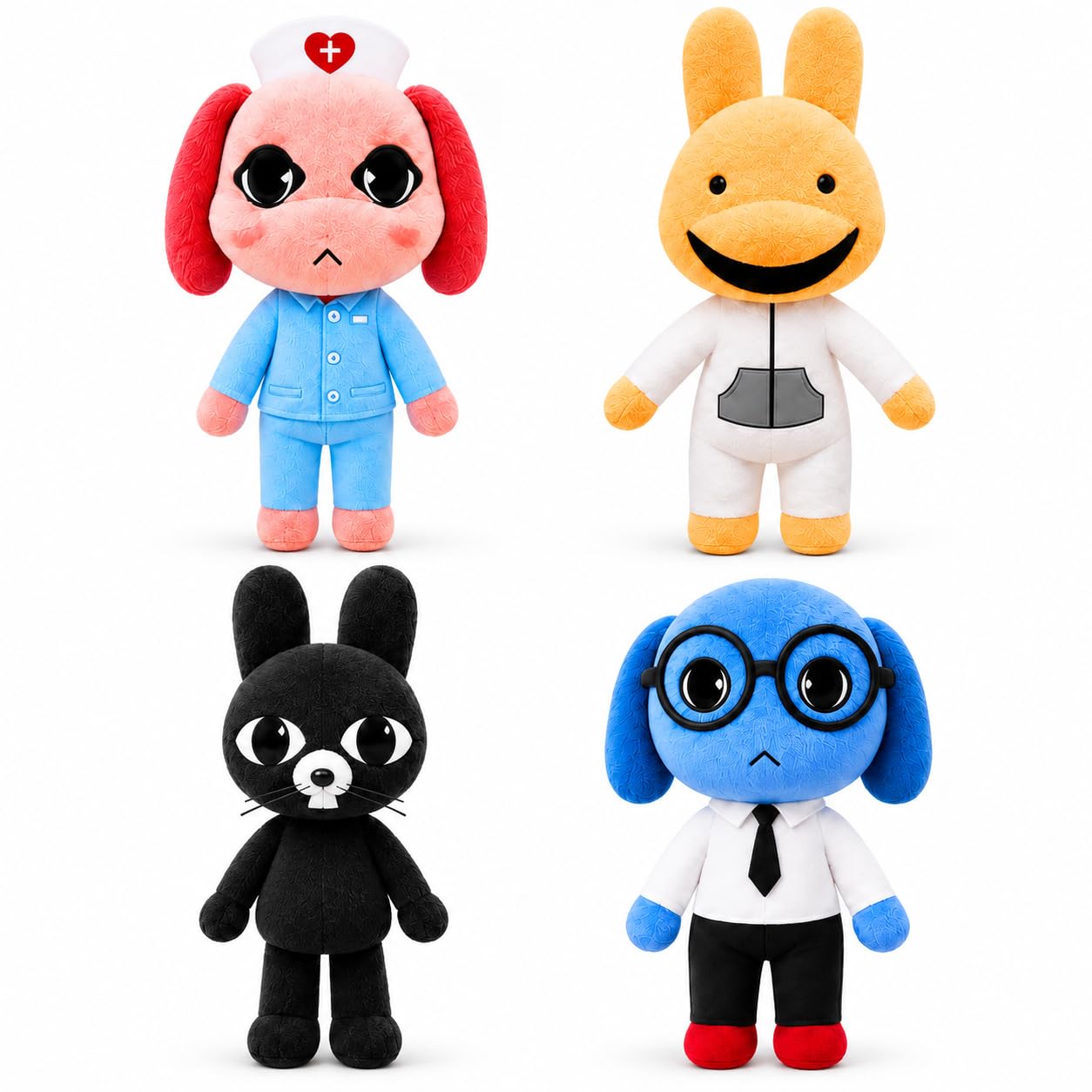 Animal Hospital Plush, 25 cm Black Rabbit Soft Toy, Embroidered Bunny Doll