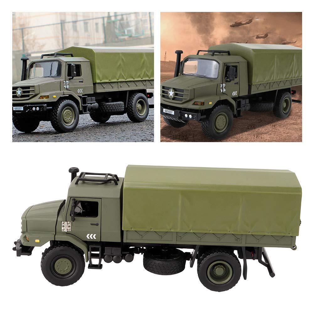 1:36 Scale Mini Alloy RC Military Truck Toy Car High Simulation Model Educational Toy for Kids, Cool Simulation Vehicle Model with Openable Doors, Removable Roof - Image 2