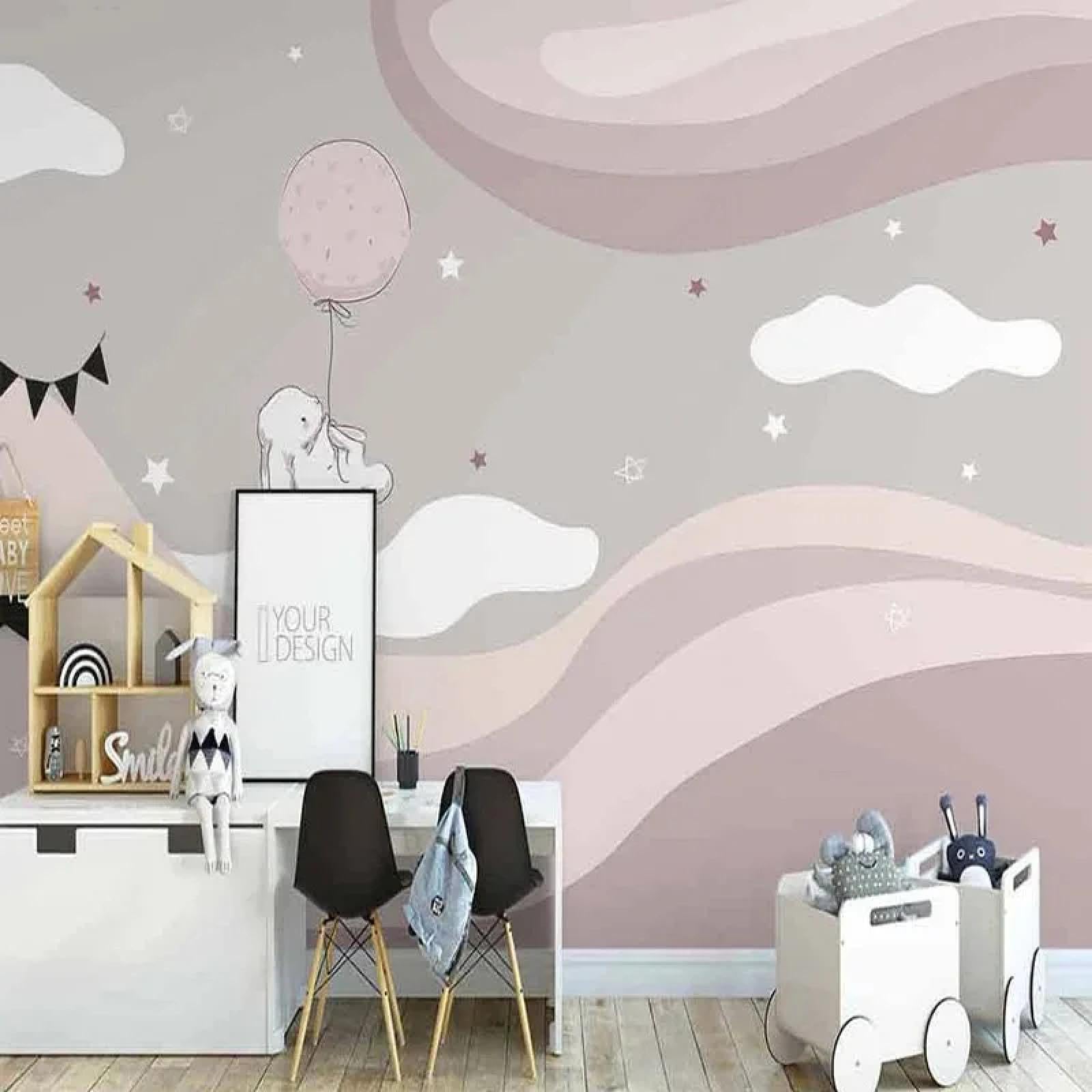 Papier peint 3D étoiles et animaux pour éveiller l'imagination des petits