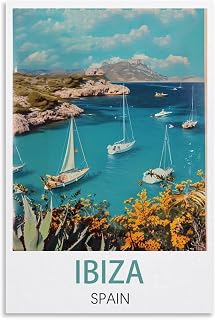 LOSNABO Ibiza Spain Vintage Travel Poster 16x24inch(40x60cm) Canvas Wall Poster And Art Picture Print Modern Home Bedroom Decor