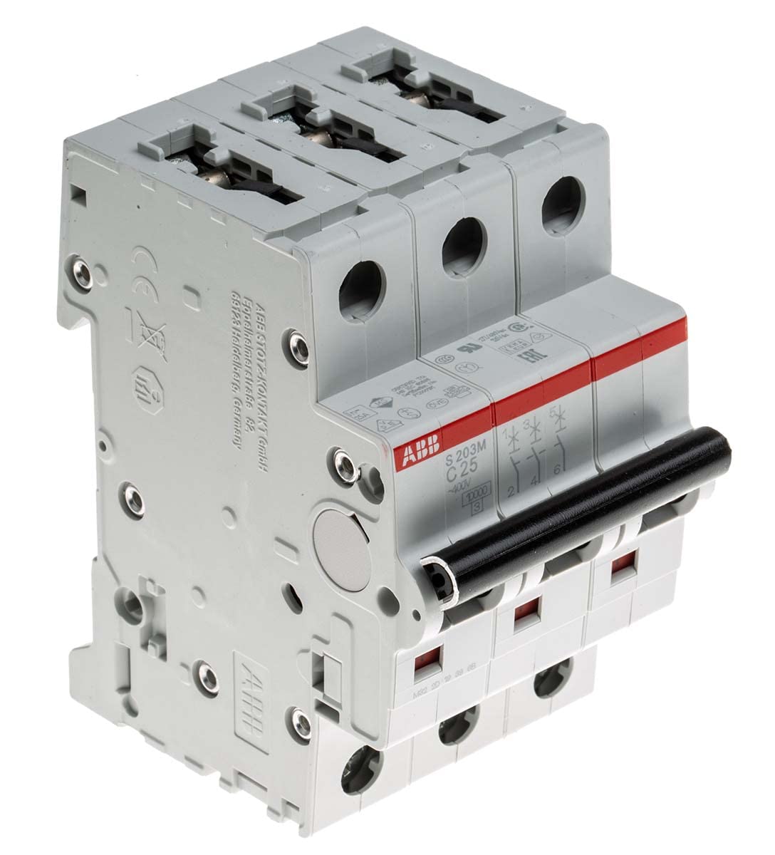 ABB Protecta Plus S203M-C25 Miniature Circuit Breaker • 3 Pole • 25A Type C • 440V AC / 12V DC • 10kA Breaking Capacity • DIN Rail Mount • System pro M Compact • Industrial MCB • 2CDS273001R0254 — image 1