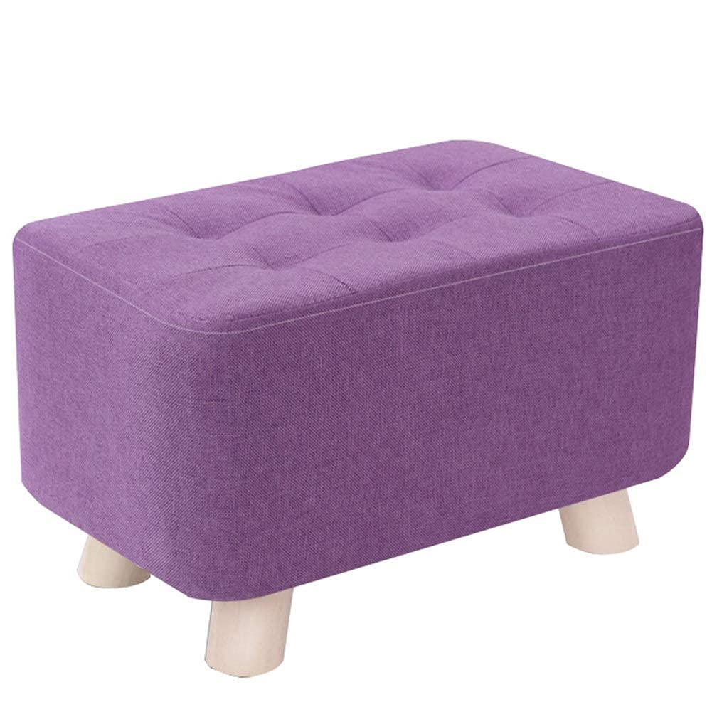 Poufs et repose-pieds en lin violet, petit tabouret bas en bois pour salon
