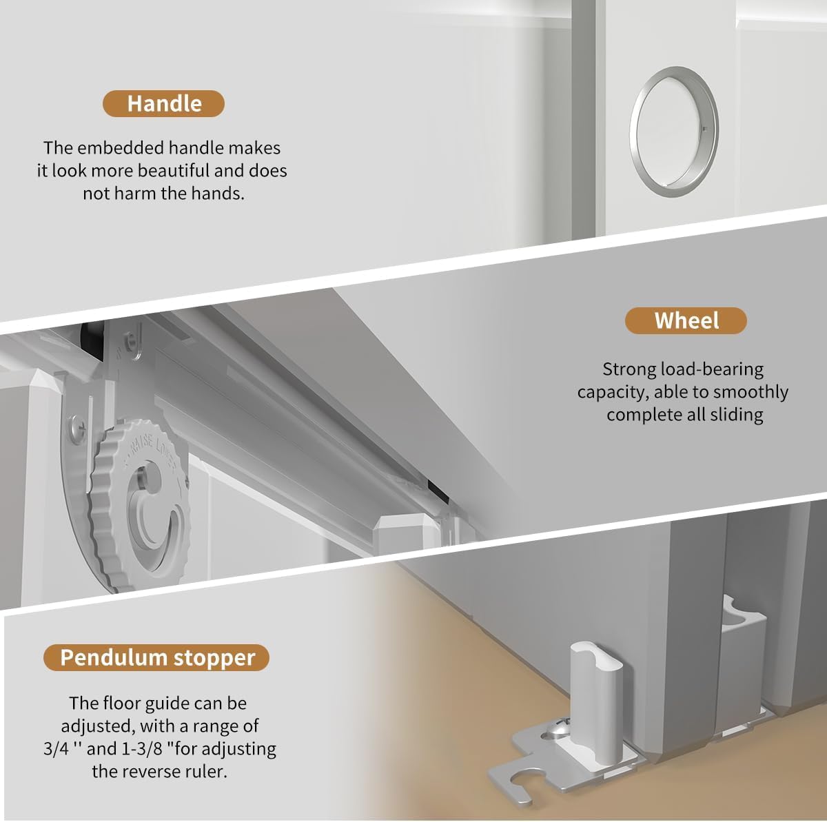 Bypass Sliding Door Hardware 60", Bypass Wardrobe Closet Door Track Set, Smoothly and Quietly, for 2 Door System