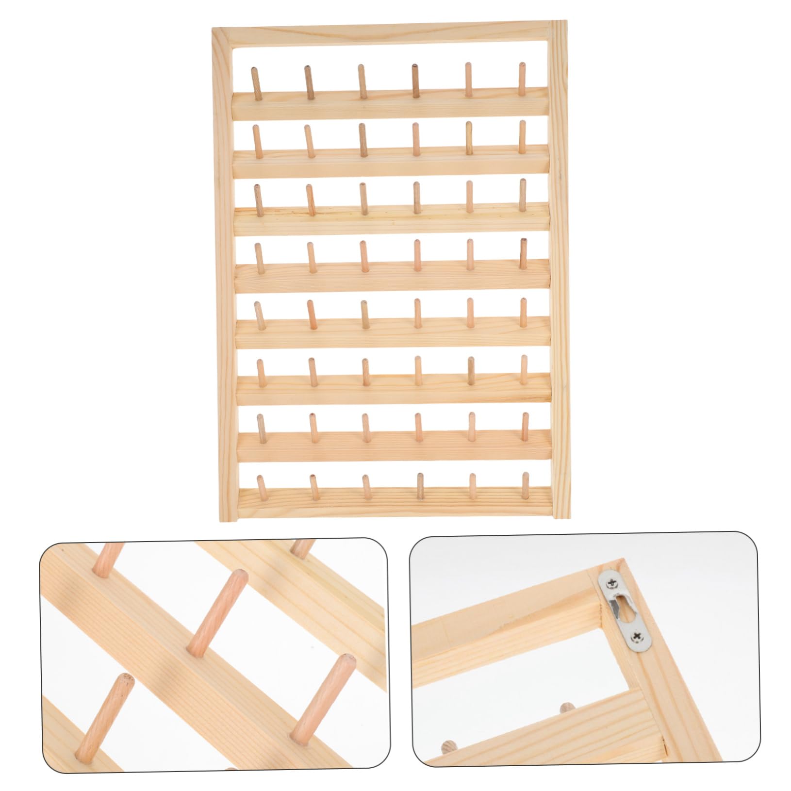 Porta Rocchette in Legno a Parete per 48 Rocchetti da Cucito, Khaki