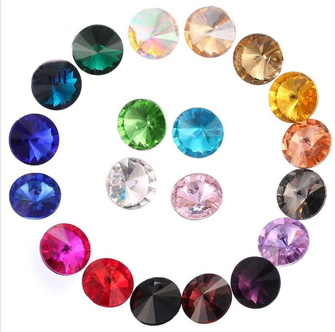 ChangJin 200 szt. mieszane kolory spiczaste Rivoli fantazyjne szklane kamienie (różne rozmiary) (8 mm (200 szt.) mieszane kolory)