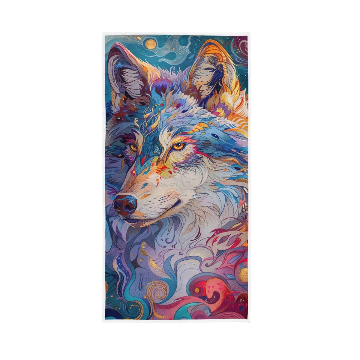 LSRCPD Wolf with Vibrant Fur Bathroom Hand Towels Decorative, Hand Towel for Bathroom, Travel, Camp, Hotel, Spa 15 x 30 Inches