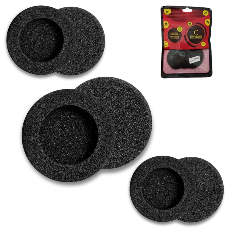 Crysendo Headphone Cushion Compatible with Logitech H110 (50mm / 5cm) | 5MM Thick Replacement Foam Sponge Ear Pads | High-Density Foam Ear Muffs for Enhanced Comfort | Pack of 6 pcs