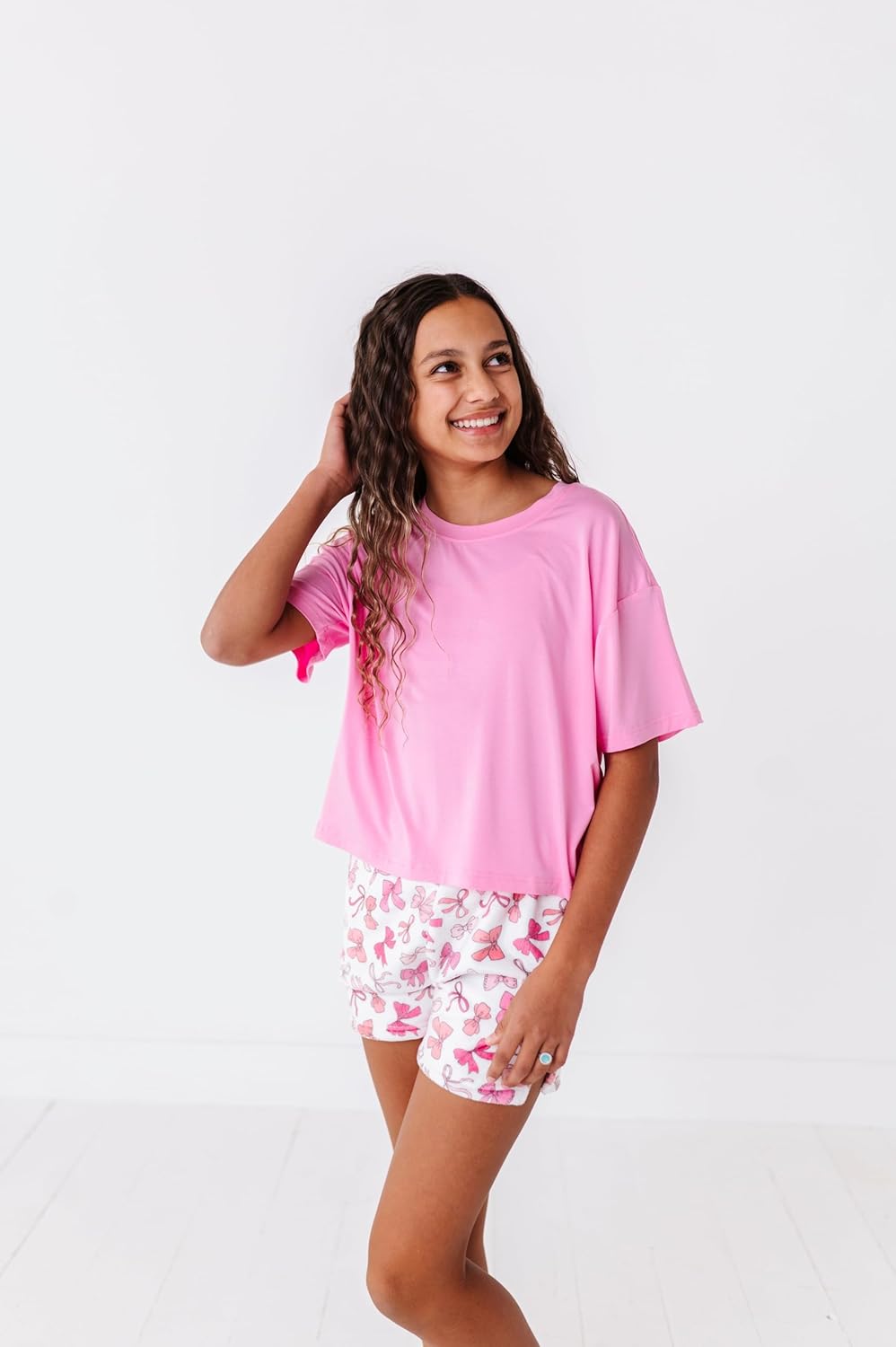 Plush Shorts Pink Bows, 6-8 Years