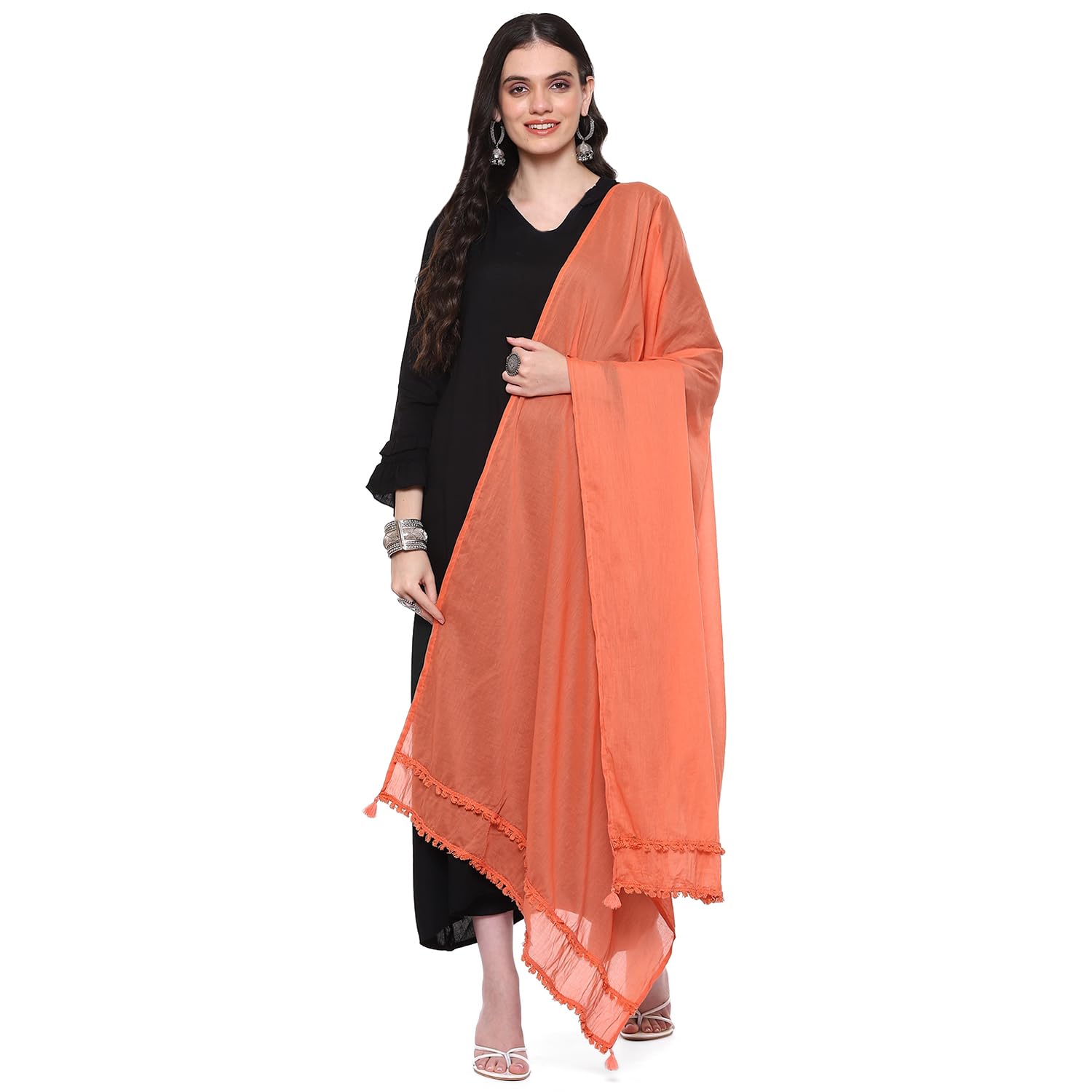 rangriti Peach Cotton Solid Dupatta (Free Size) (1 Dupatta)-picture-16