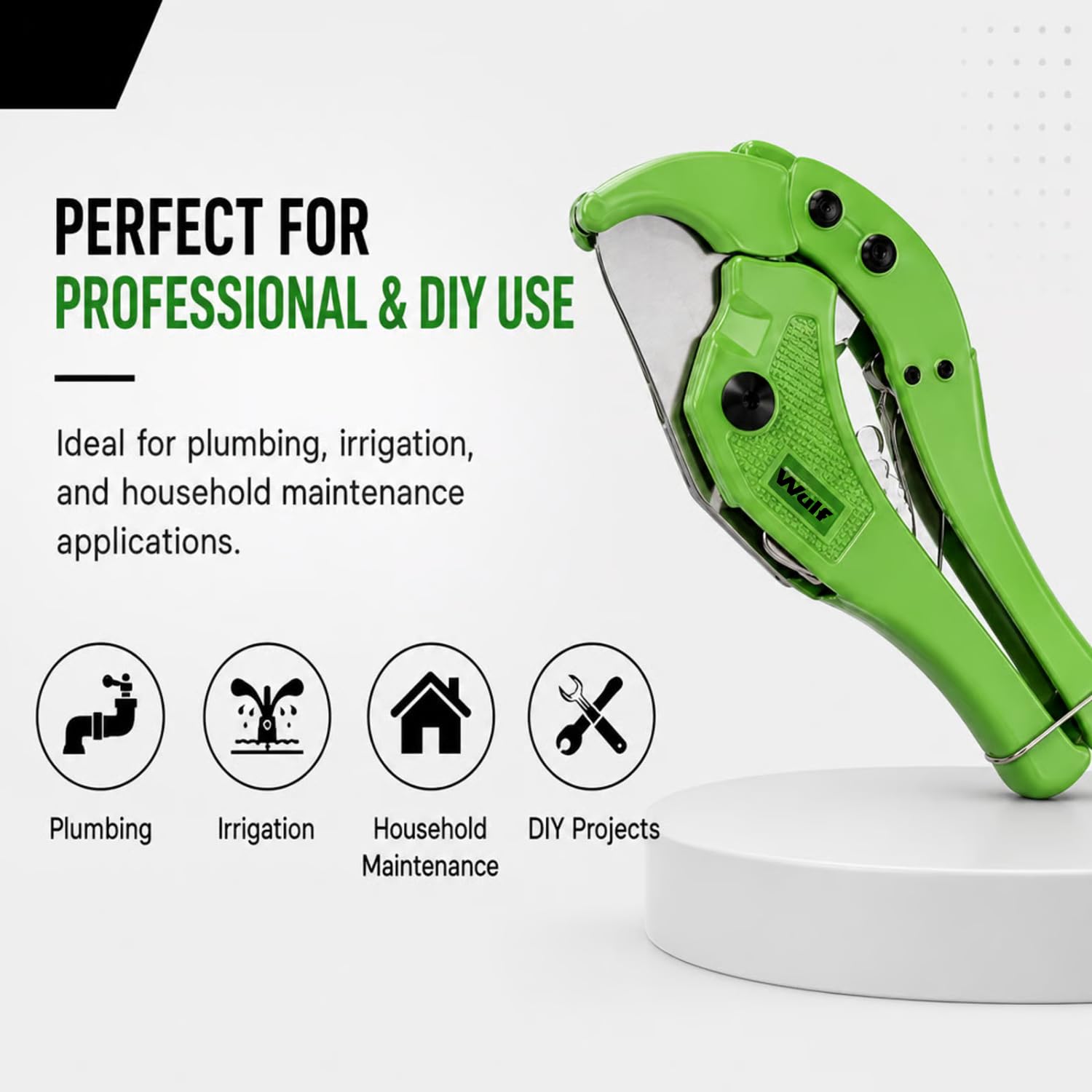 Wulf Pipe Cutter Heavy Duty Green Blade Open 42mm Cutting Stainless Steel Blade, Plastic Cutting Scissors for PVC, Plastic Hoses, PPR, Vinyl, Rubber Tubes 3
