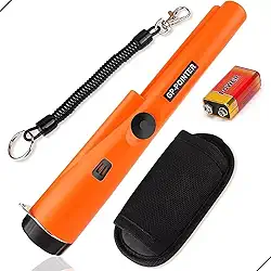 Detector de Metais Portátil à Prova D'Água com Bateria 9V Pinpointer GP para Ouro e Prata Moedas e Itens Pequenos Vibração + Som Cor Laranja