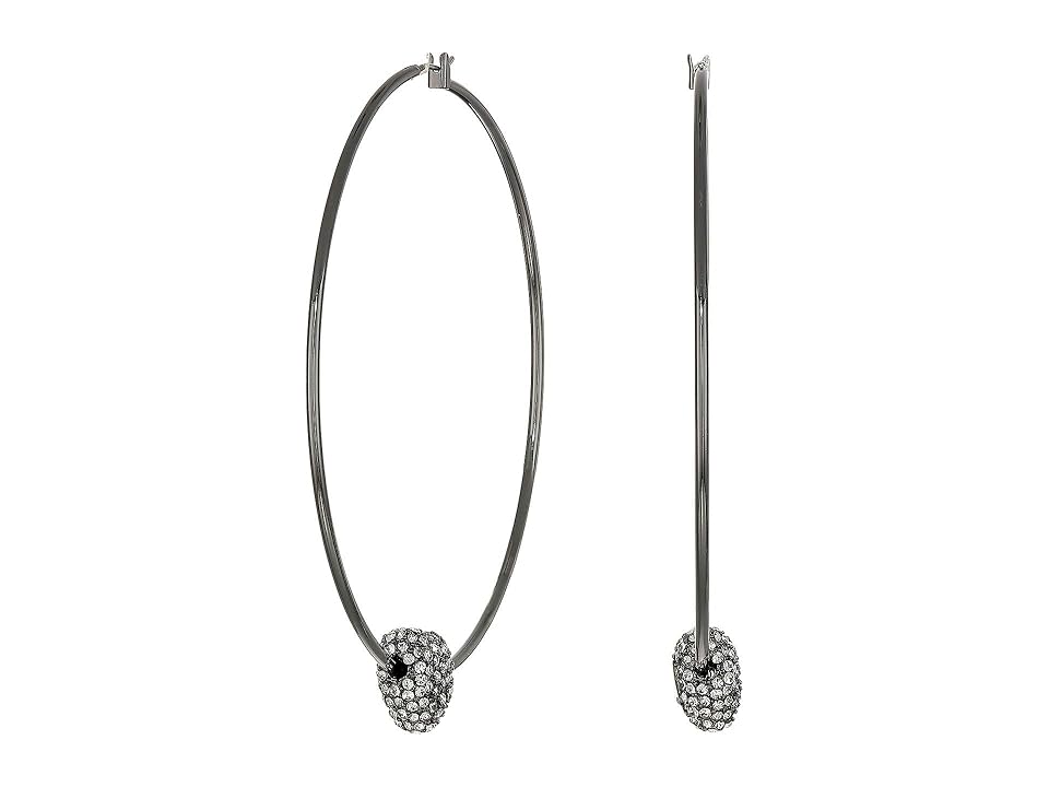 

Betsey Johnson Pave Heart Hoop Earrings (Crystal) Earring, Gray