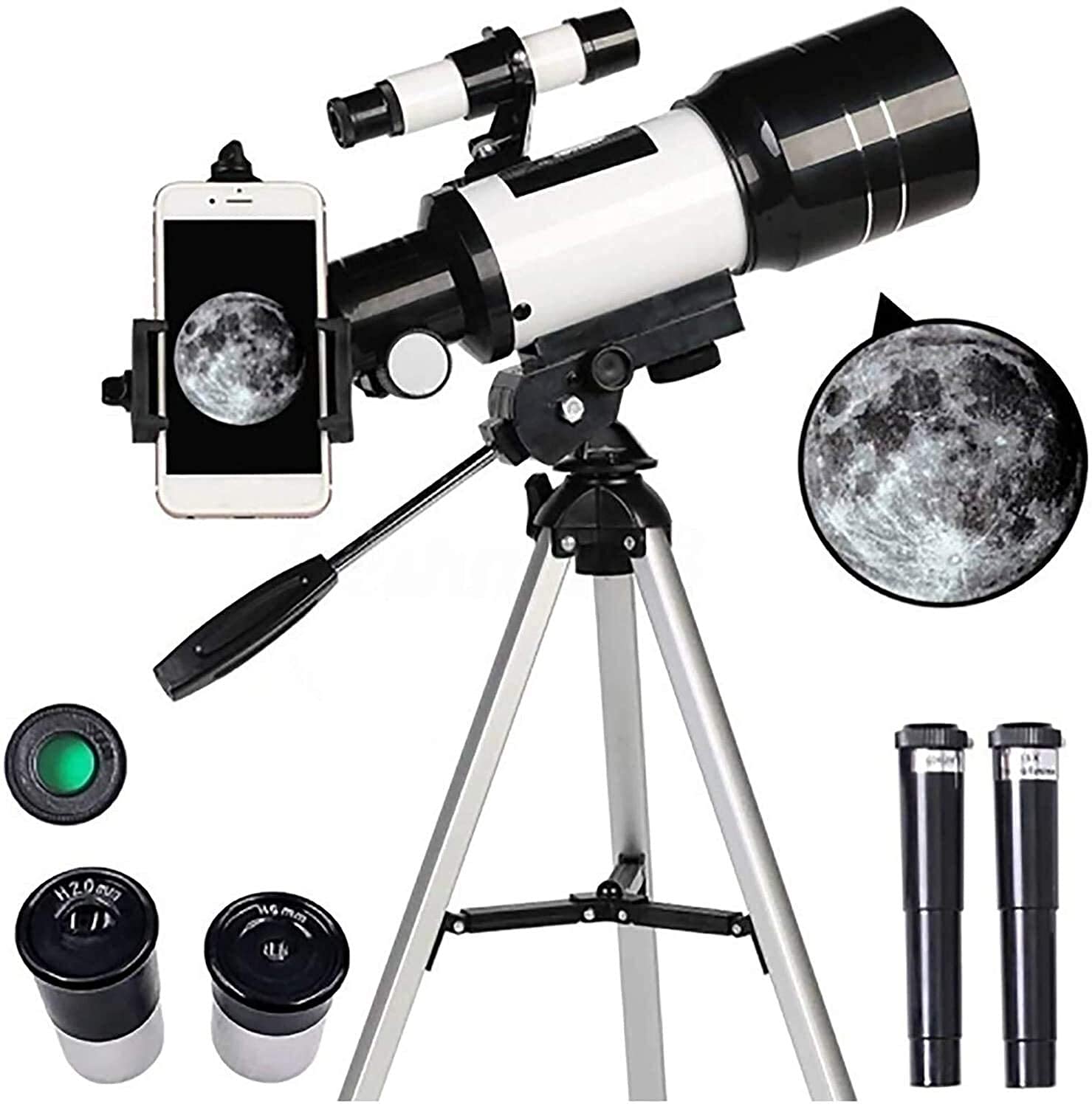 Telescopio astronomico con Auricolari Bluetooth per Bambini, Adulti e Principianti, telescopio con Apertura 150X e 70 mm