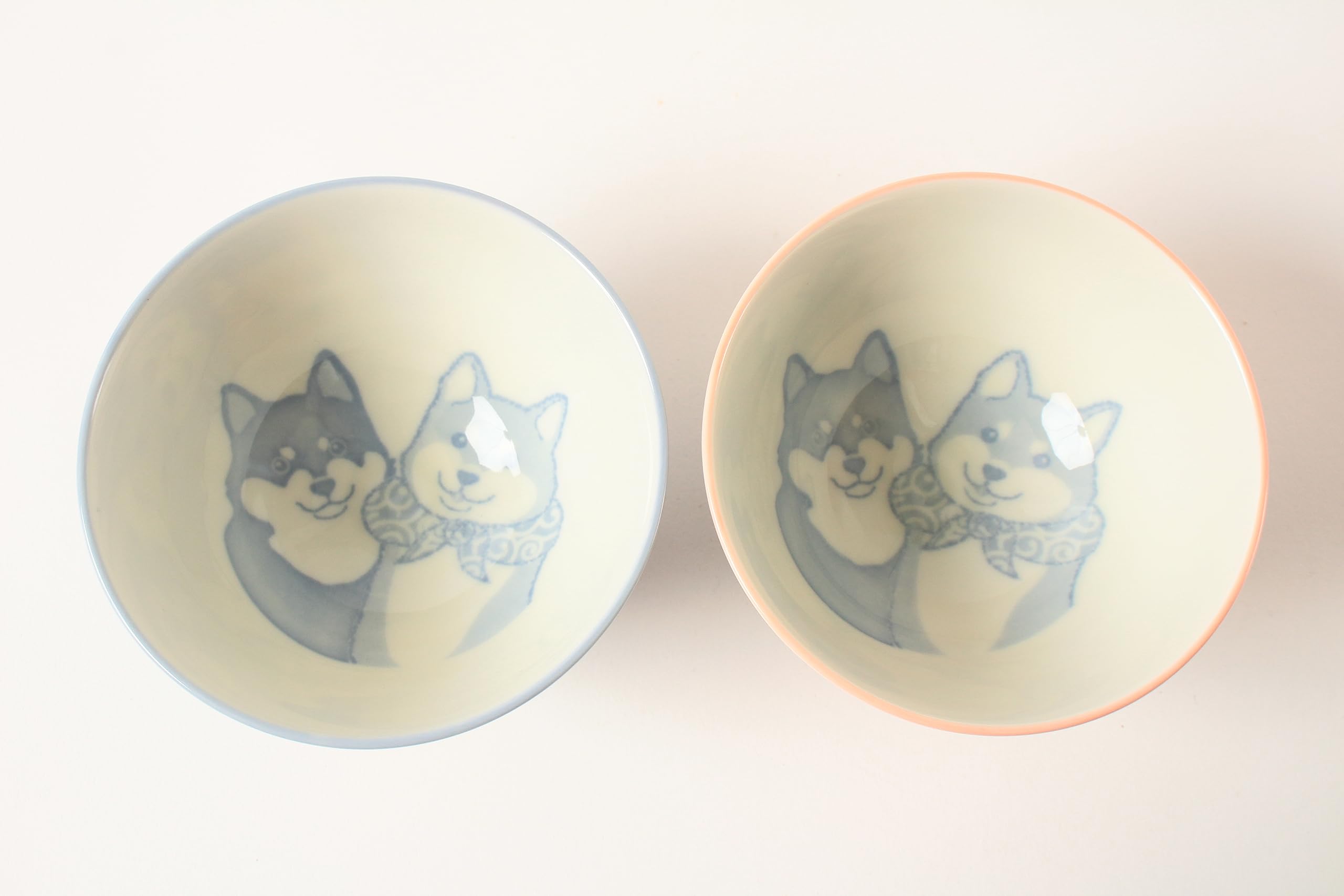 Amazon | 美濃焼 ペアご飯茶碗 柴犬 赤&青 2個セット 中平 日本