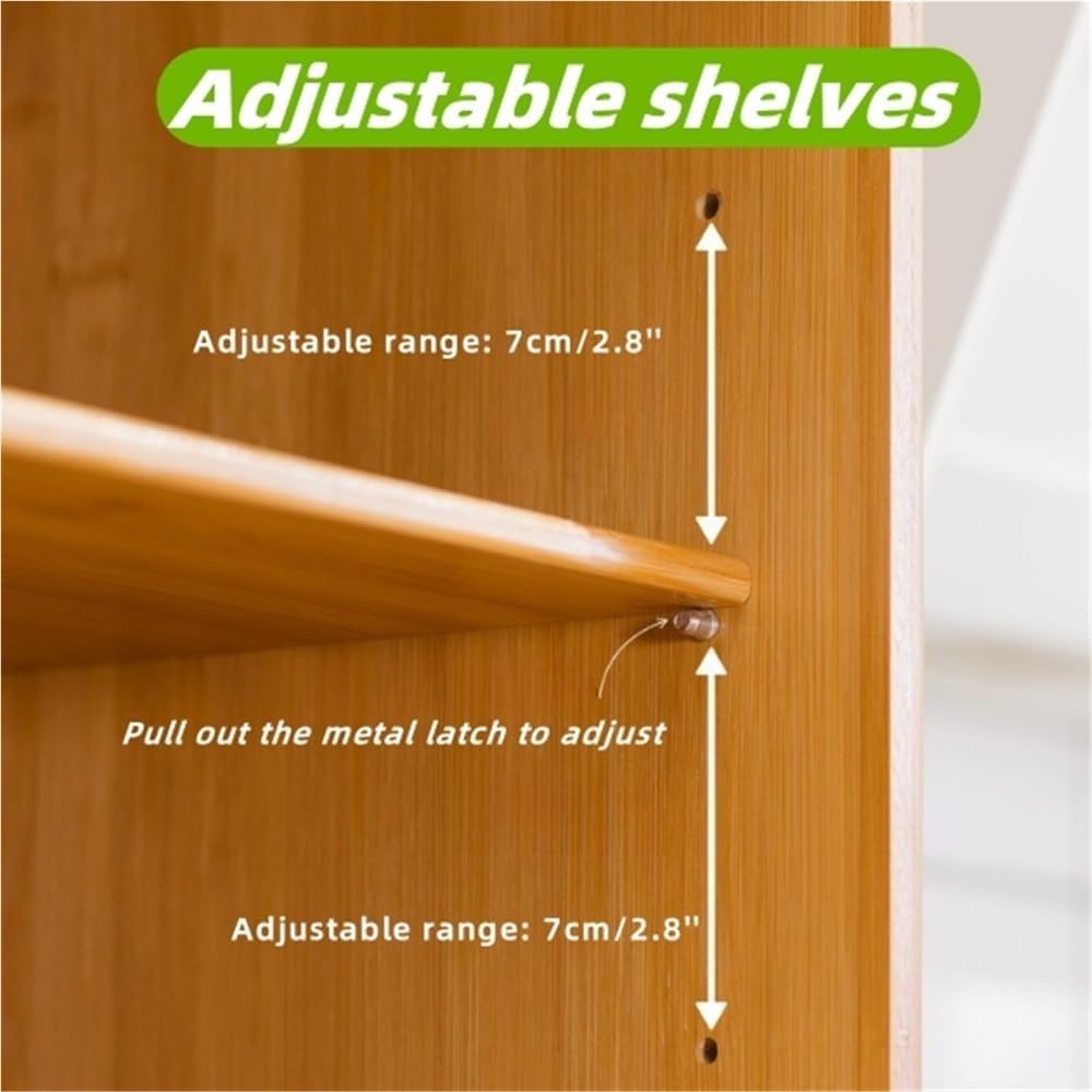 Scolapiatti da cucina in bambù con ripiani regolabili in acrilico, multi livello, struttura solida, supporto per forno a microonde, naturale, h 45 cm