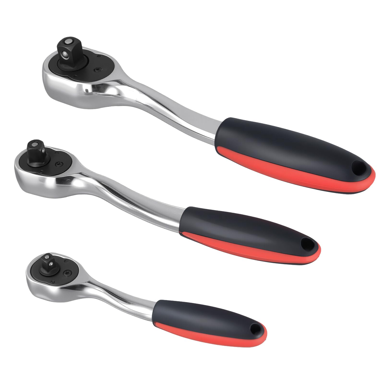 3 llaves de trinquete de 1/4 pulgadas, 3/8 pulgadas, 1/2 pulgadas, 72 dientes de acero 45CrV, llave dinamométrica para reparación de coches, mantenimiento