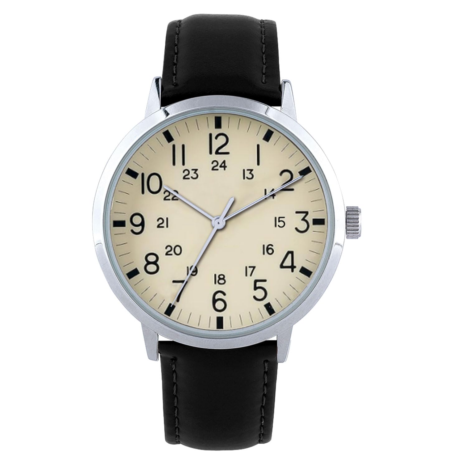 Men's Classic Black Leather Strap Simple Analogue Quartz Watch - Fashionable Casual Watch