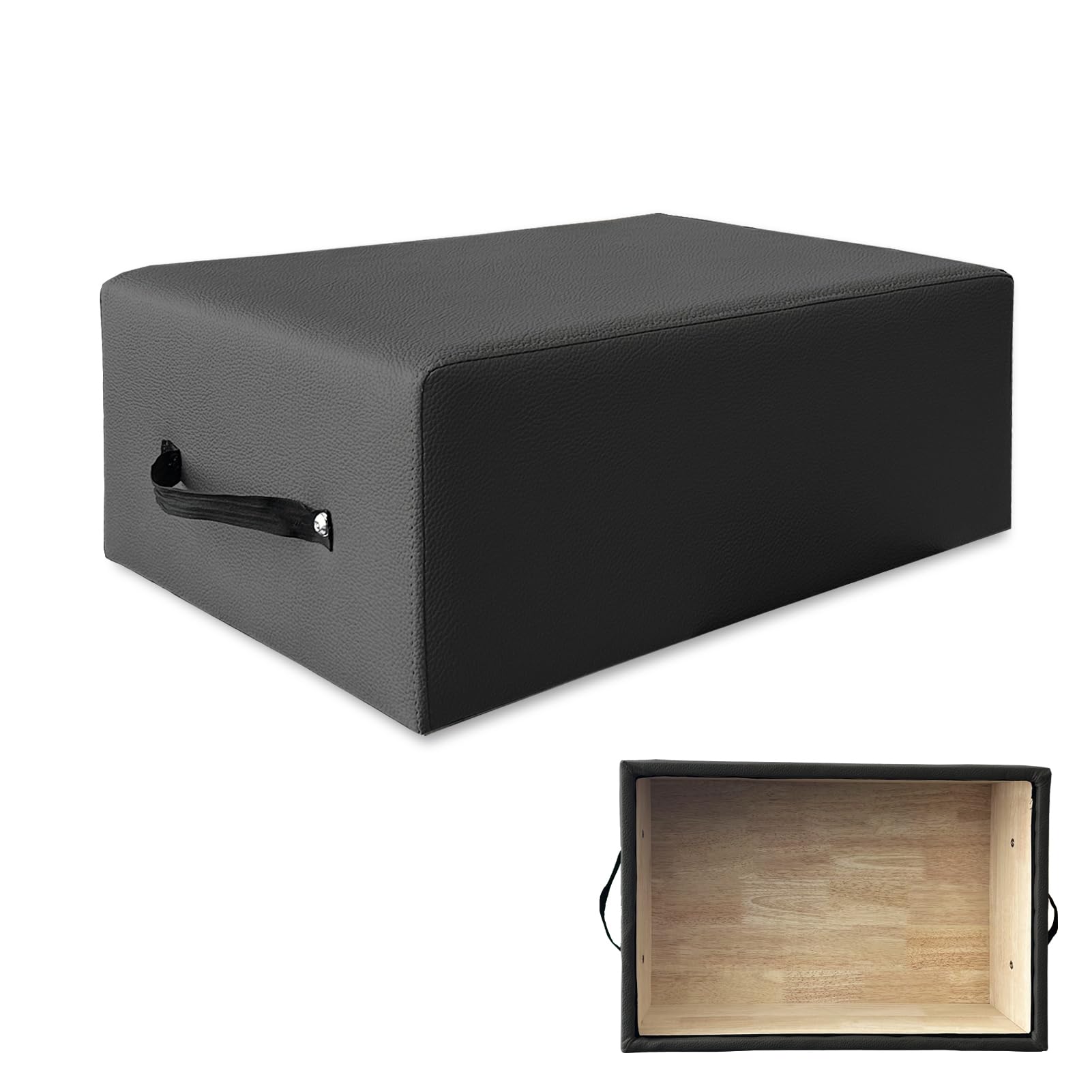 Black Pilates Reformer Sitting Box & Accessory for Stretching, Balance & Exercise - Home Gym Equipment