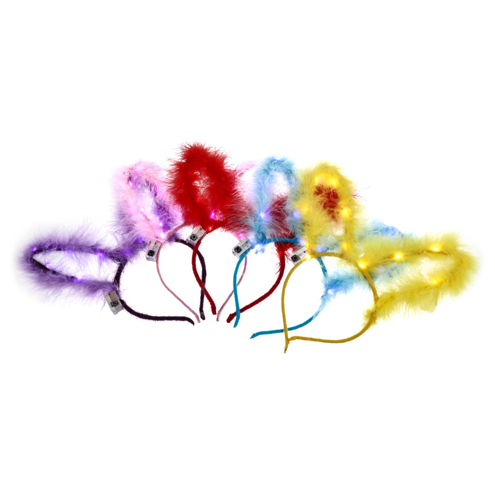 Uonlytech5Pcs Light Up Headbands LED Bunny Ear Headband Cute Rabbit Ear Headdress Luminous Plush Hair Bands for Halloween Christmas Party Costume Props