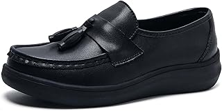 Hopelong All Black Leather Nursing Shoes for Women Comfortable Healthcare Shoes Size 59.5