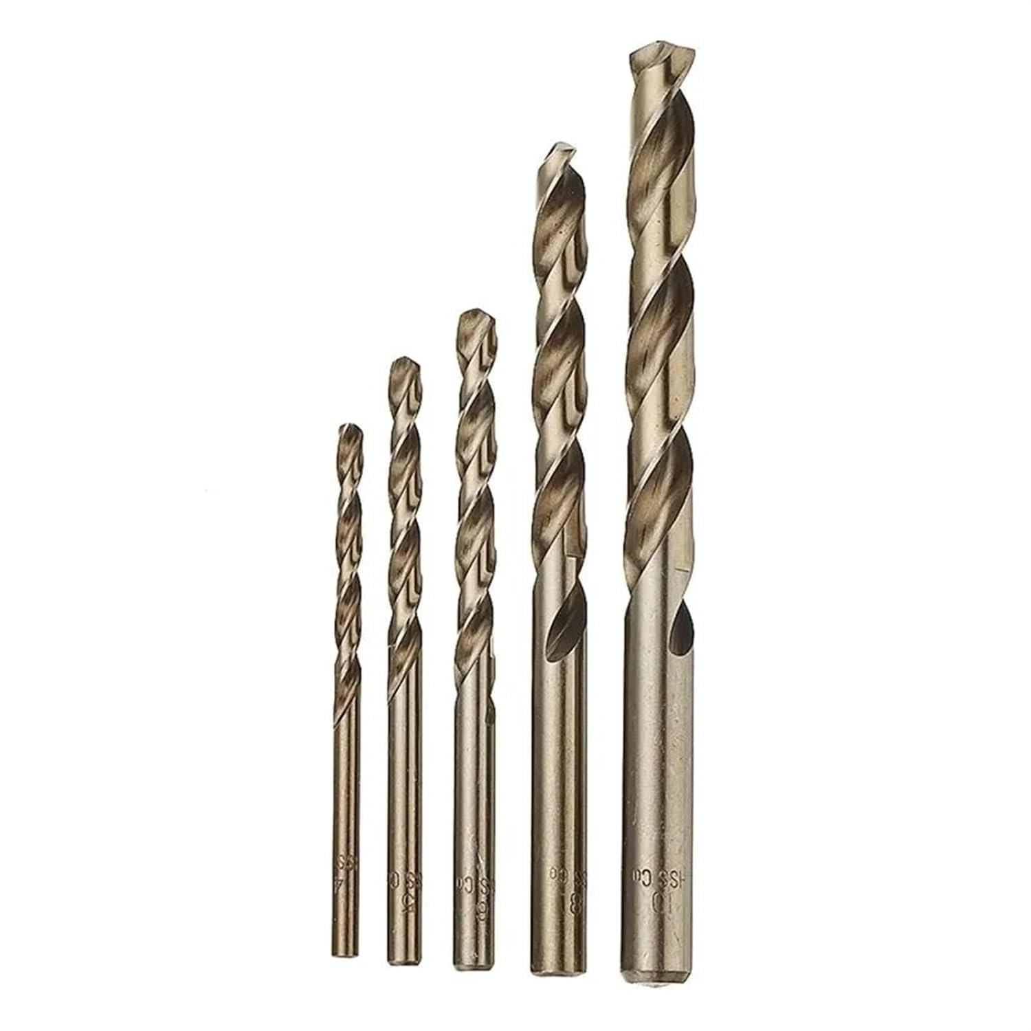 Foret hélicoïdal, Jeu De Forets Au Cobalt 5 Pièces, Forets Hélicoïdaux En Acier Rapide M35 4-10mm for Métaux Durs, Etc.