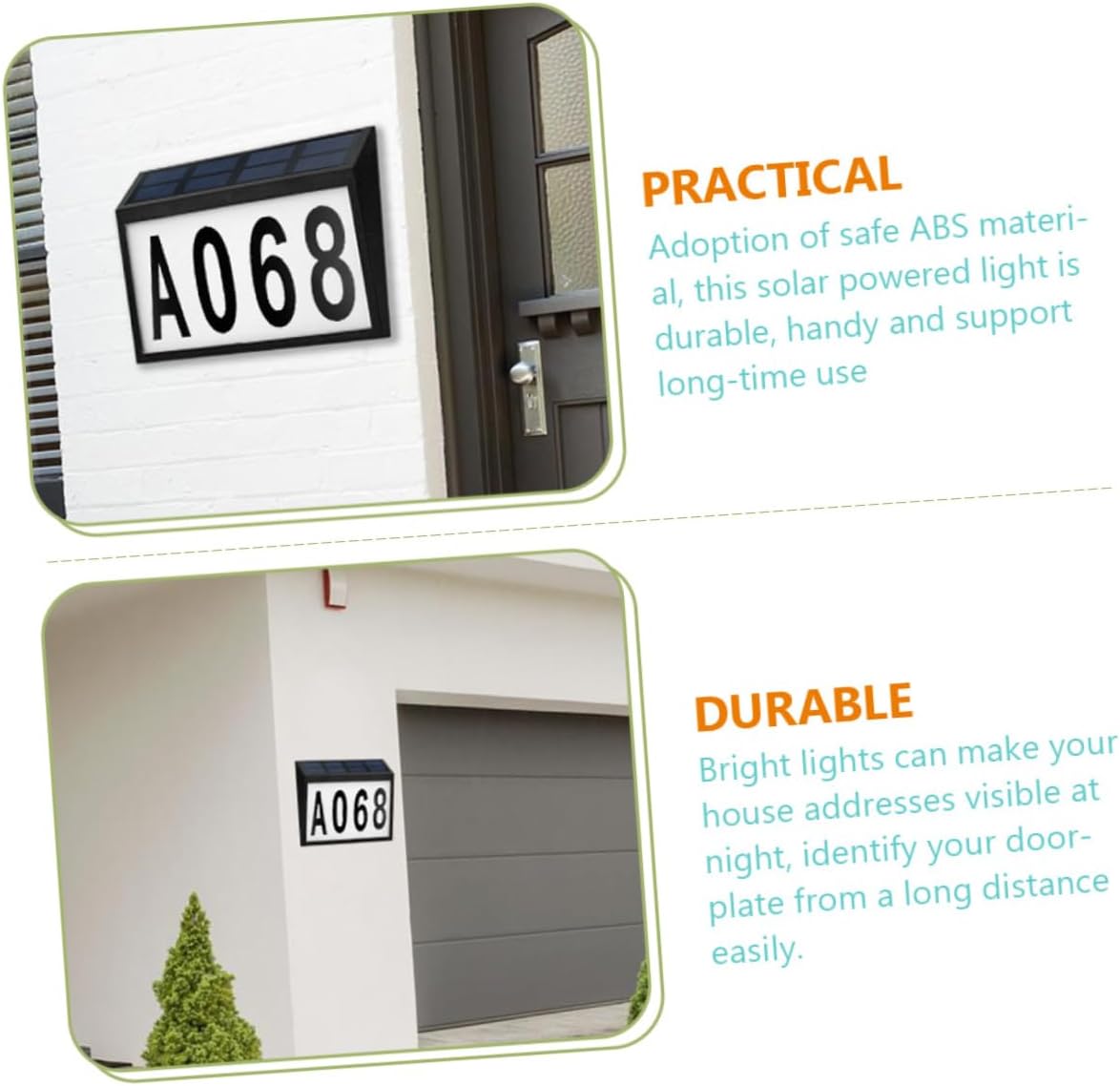 Address Sign Numbers Solar-powered House Number Sign Outdoor Light Material White Weatherproof Night Visibility
