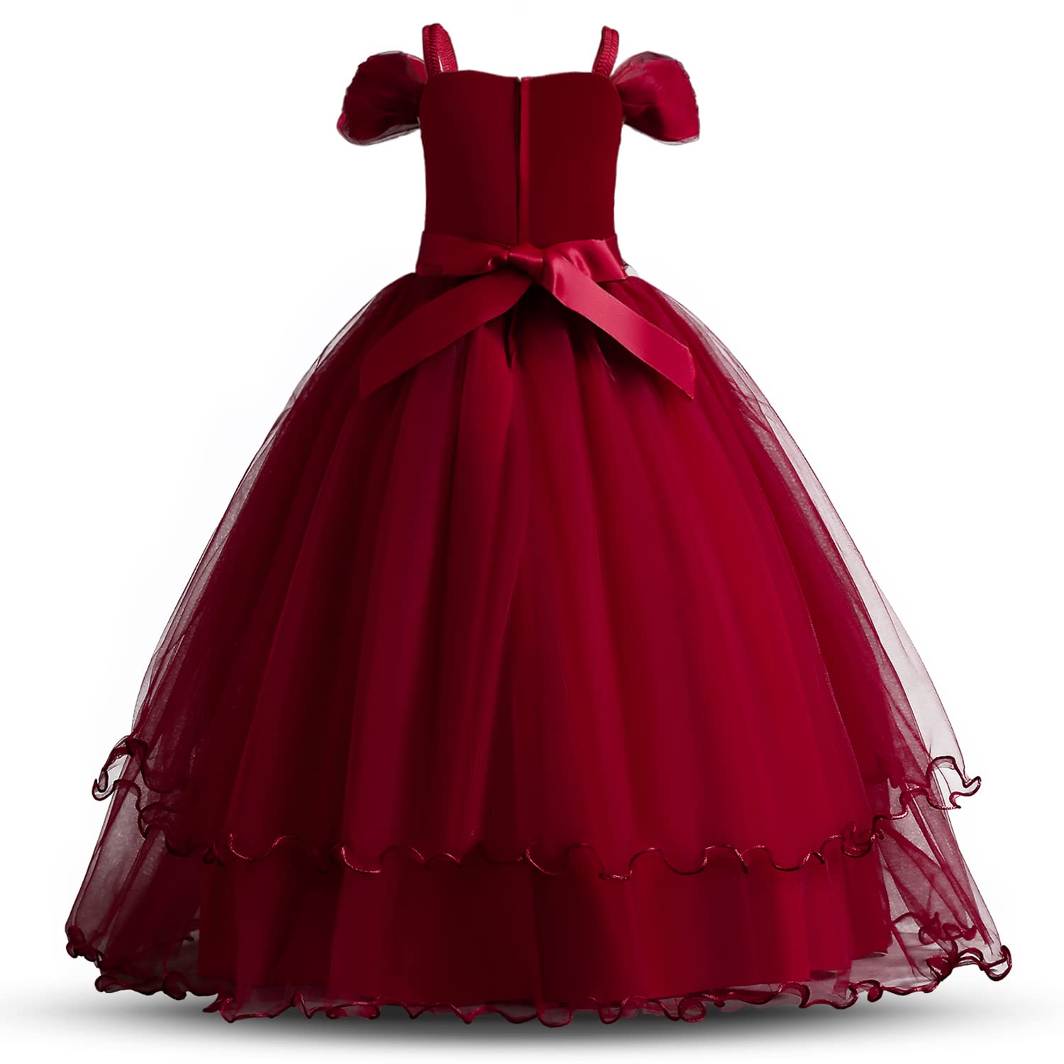 TTYAOVO Robe à Fleurs pour Filles Concours de Mariage Princesse Robe de Bal Longue