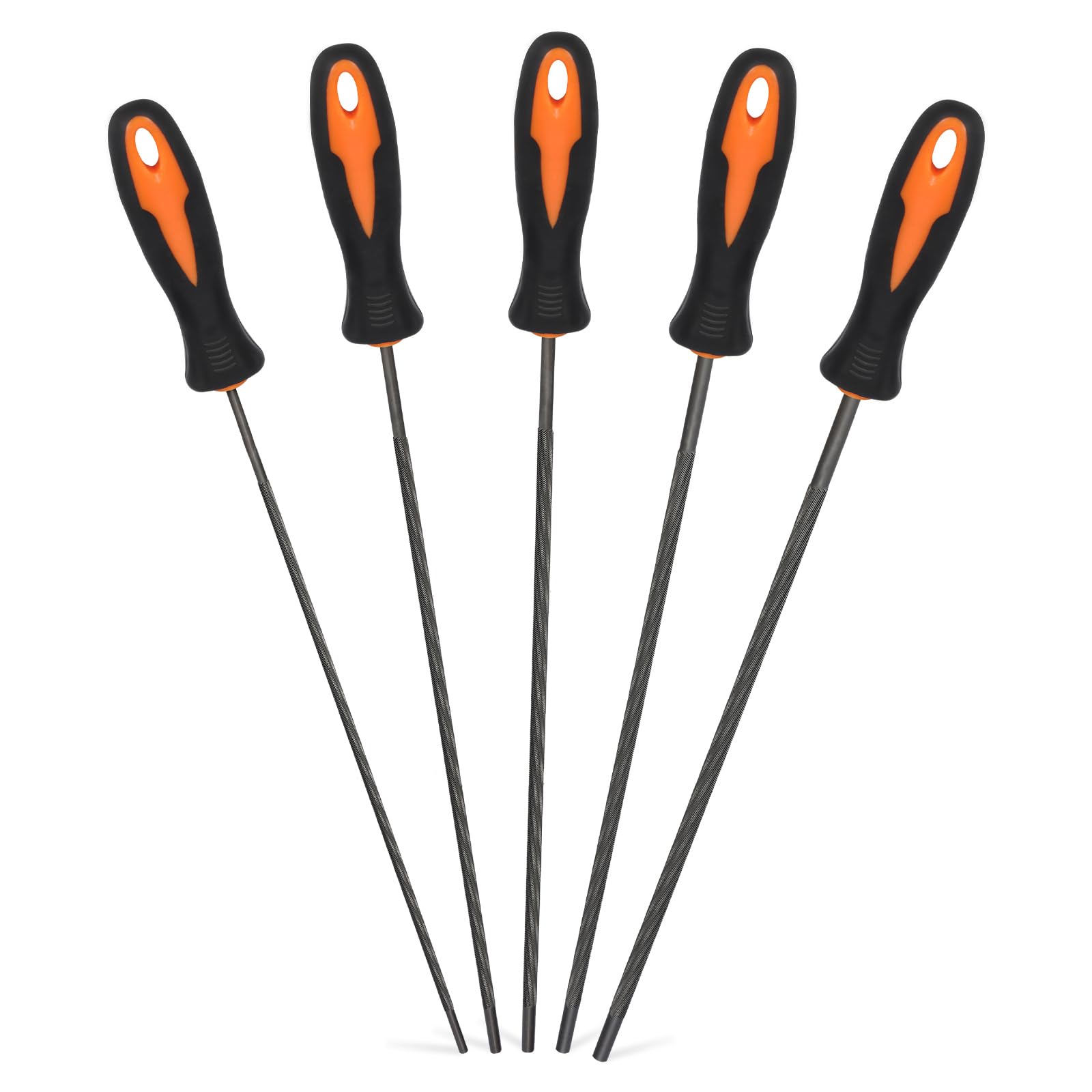 MORROWIND Chainsaw Sharpening File Set, 5pcs Round Steel Chain Saw Files with Plastic Handle – 3.2/4/4.5/4.8/5.5 mm