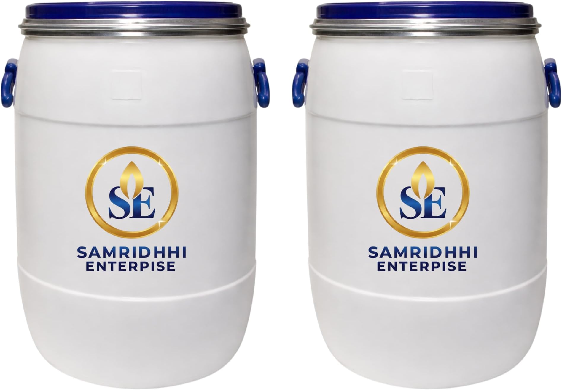 SAMRIDDHI Enterprise 50 LTR Drum Pack of 2 White,Helps in Transportation and STORANGE.