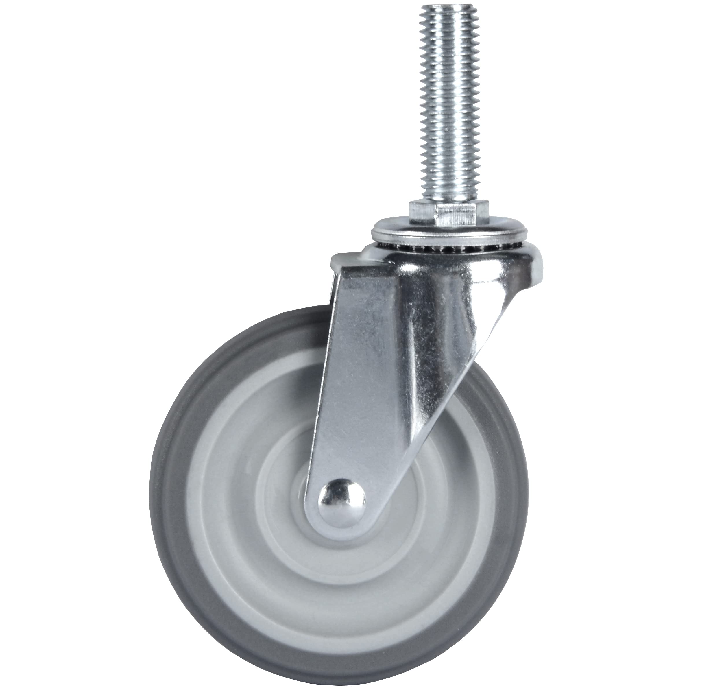 Set di 4 ruote piroettanti da 3 pollici con perno filettato resistente, ruote industriali girevoli in gomma da 1/2-13x1-1/2, ruote di alta qualità per scaffalature/mobili/carrelli in filo metallico