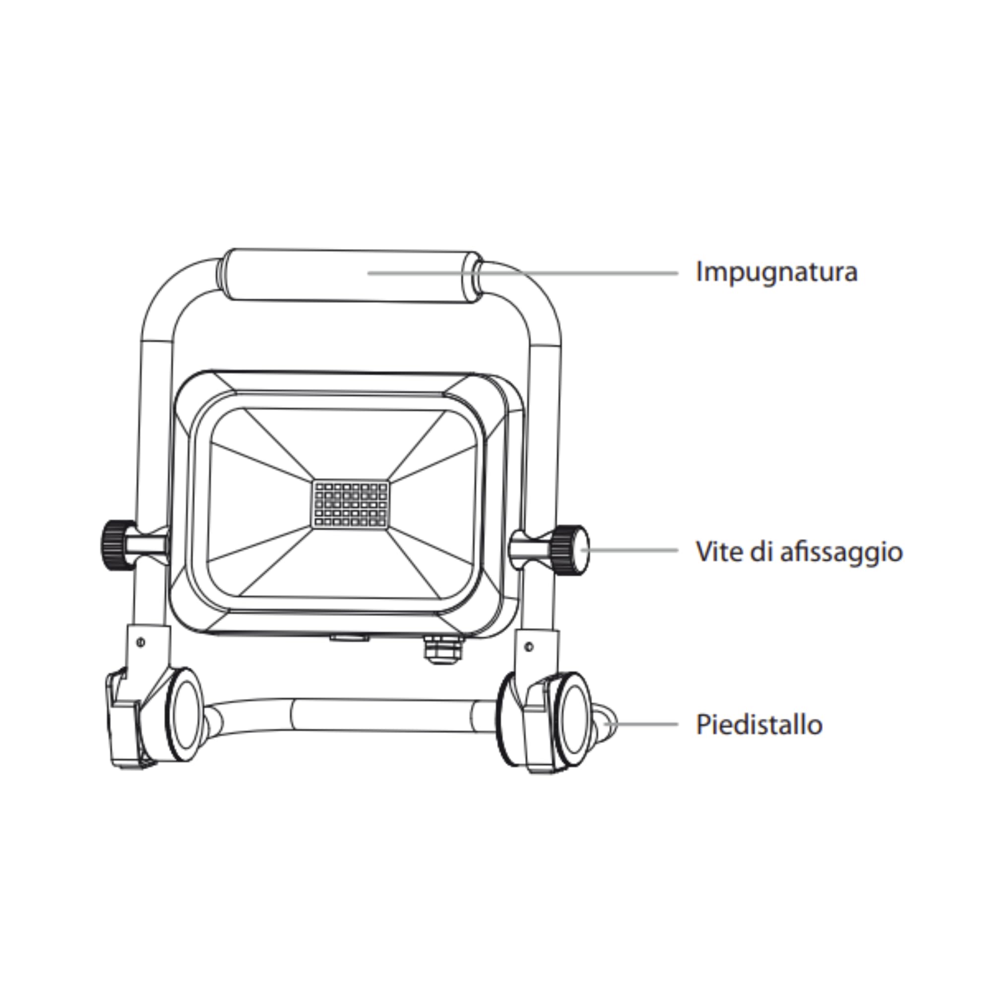 Faretto Led Portatile da Cantiere Brennenstuhl,Ideale per Lavori Esterni in Cantiere, Officina e Garage, Telaio in Acciaio Solido e Robusto, Protezione IP65 - Cavo 5m, 80W, 6700lm