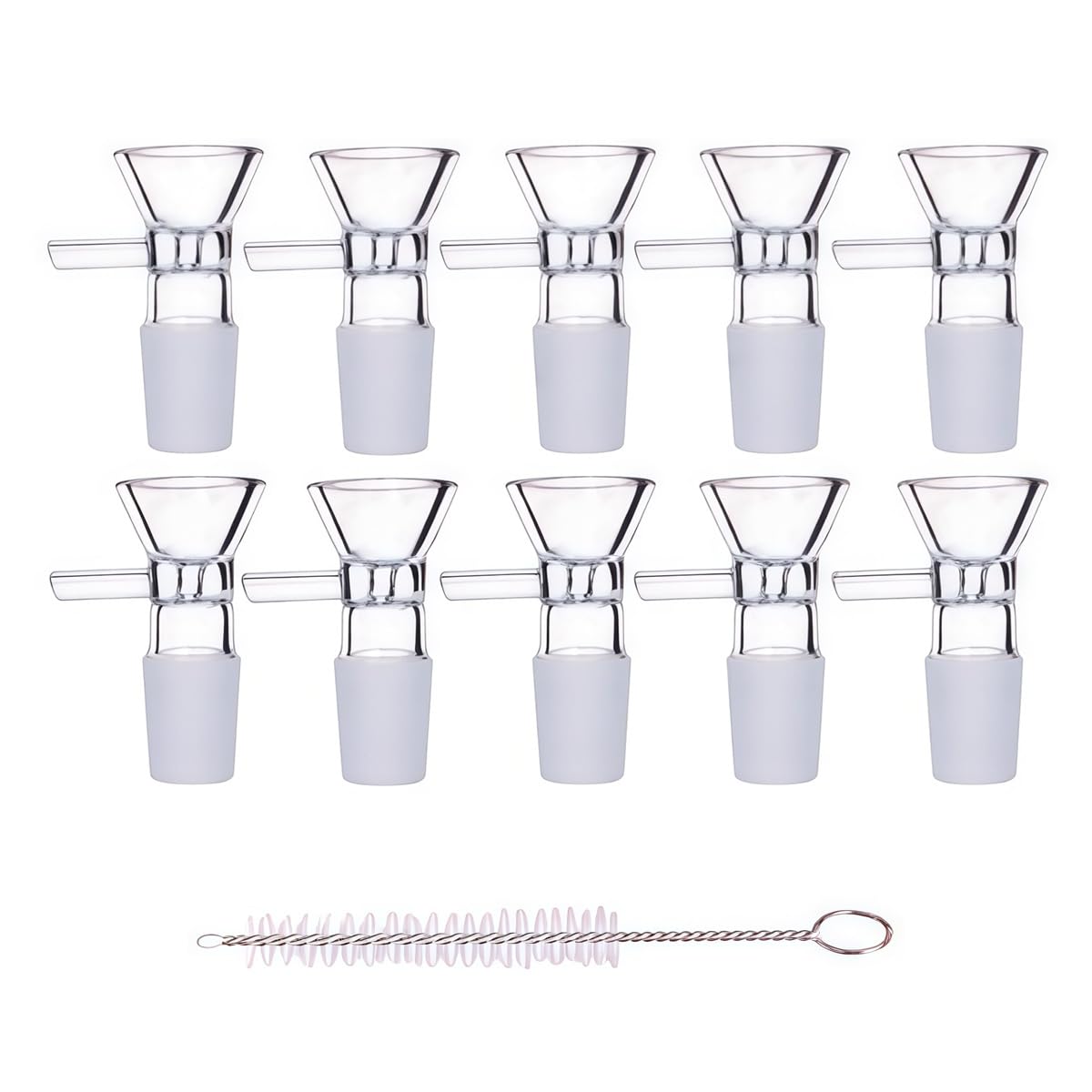 Photo 1 of 10 PCS 14mm Glass Bowl with Handle, Glass Funnel for for Kitchen, Laboratory, DIY Crafts, Incldue Cleaning Brush