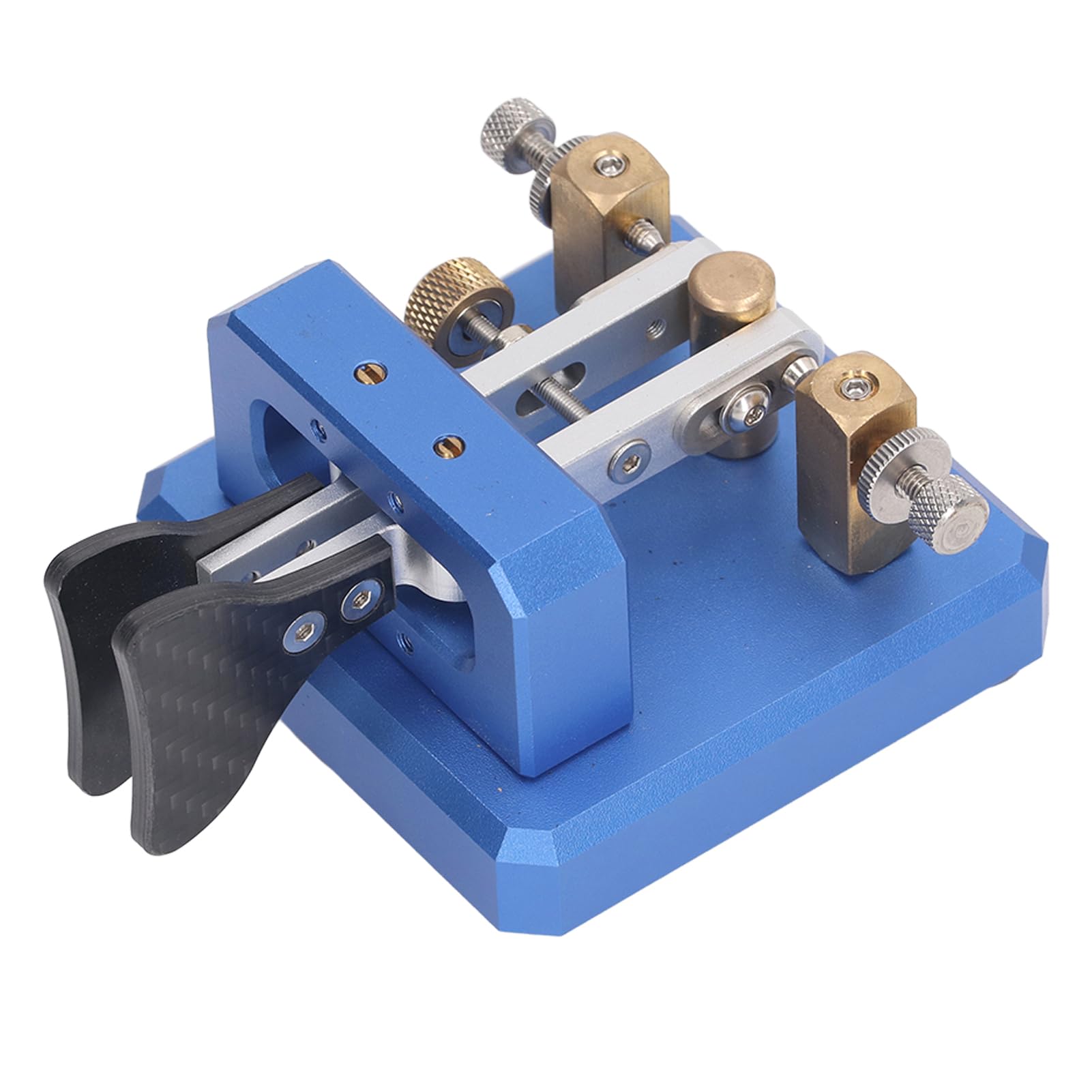 Chiave codice Morse Doppia paletta Chiave telegrafica CW automatica Strumento chiave codice Morse Acciaio (Blu)